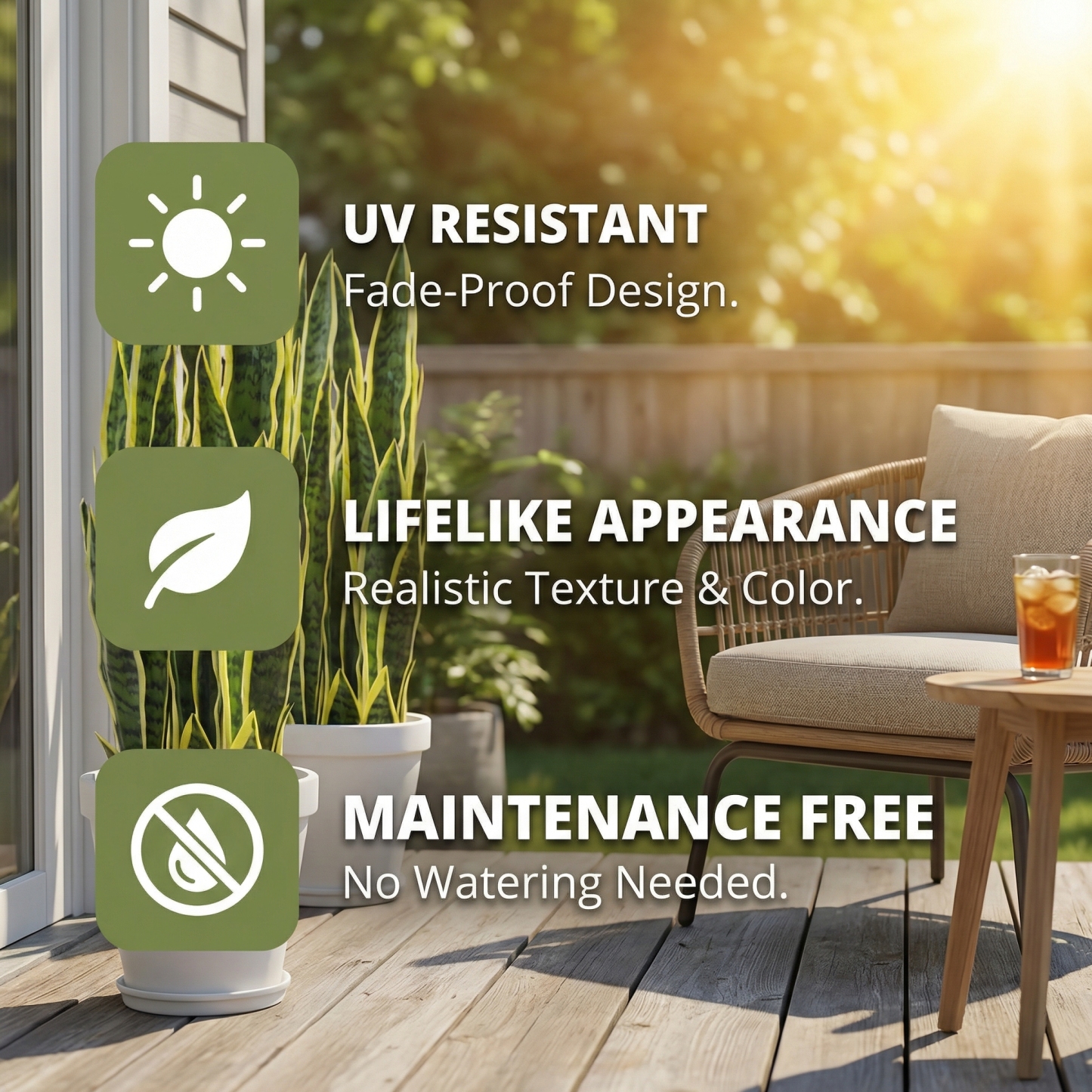 Extra Long Artificial UV tolerant Sansevieria Greenery