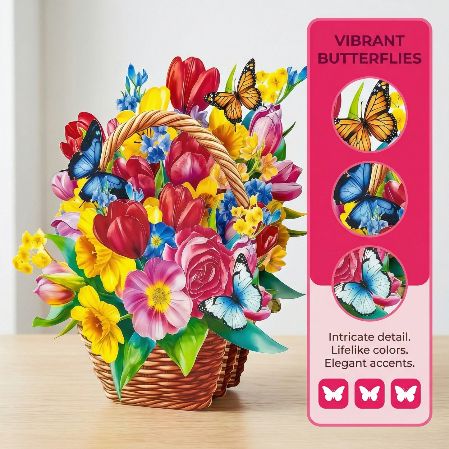 Pop-Up 3D Butterfly Flower Basket Card Exclusive Series