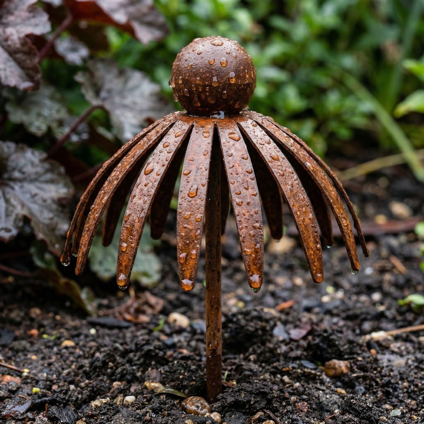 Rustic Brown Iron Garden Stakes