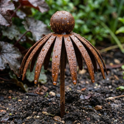 Rustic Brown Iron Garden Stakes