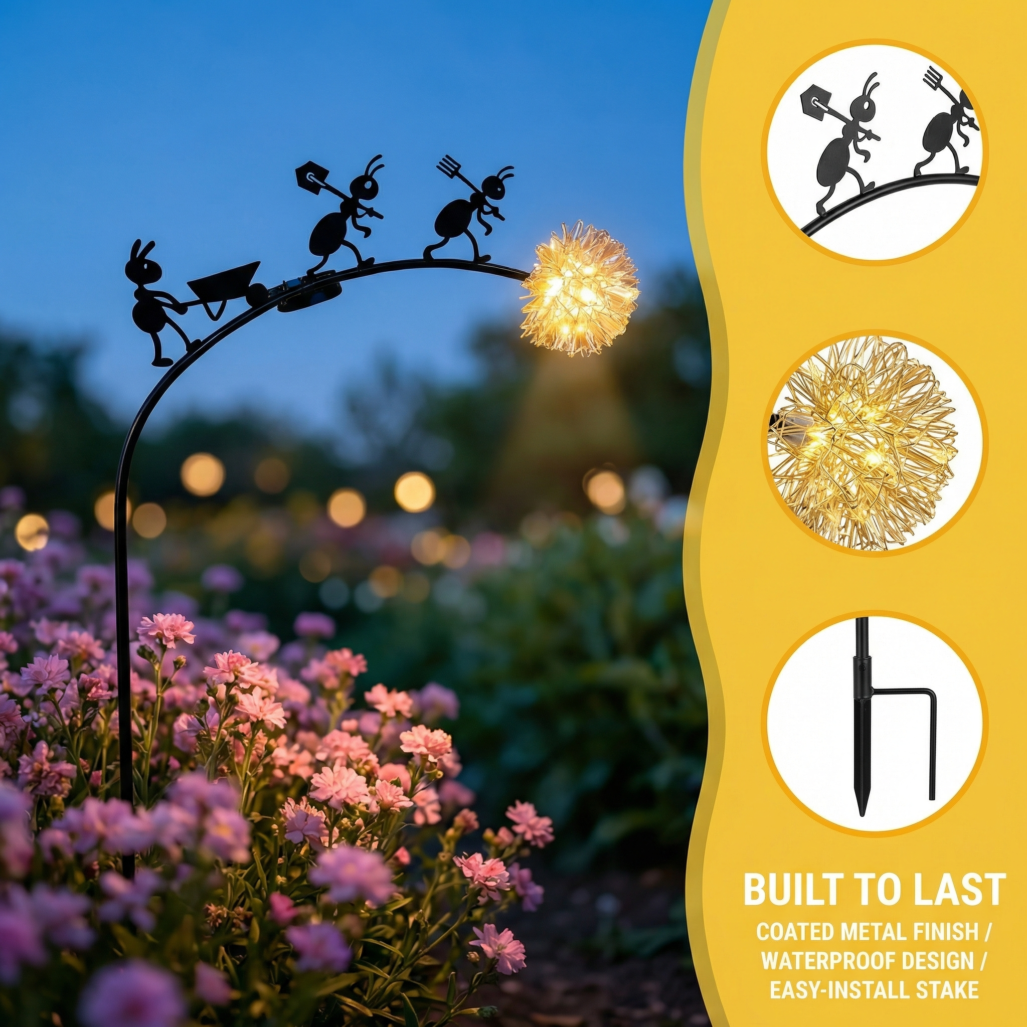 Cute Metal Ant Garden Decorative Lights