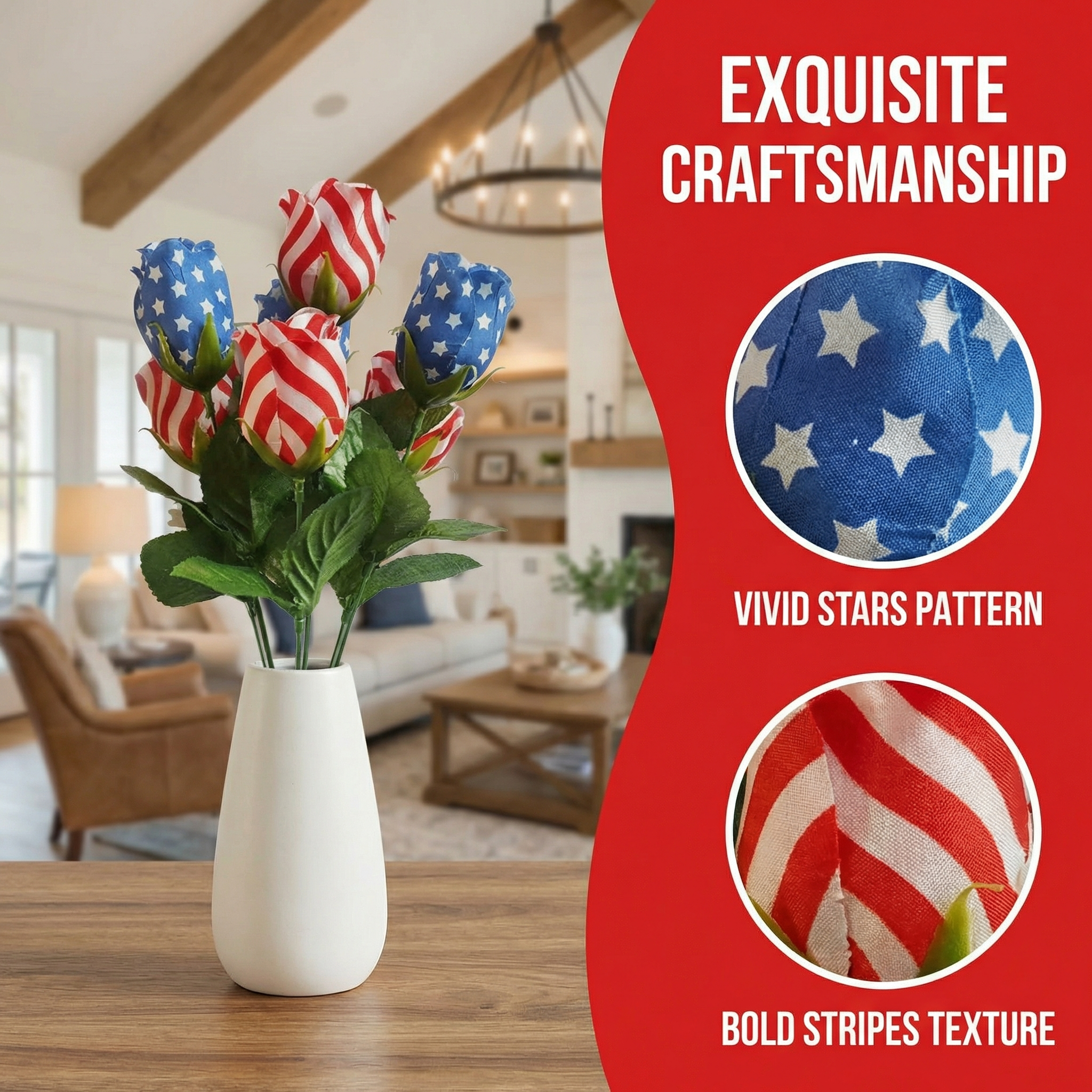 Silk Patriotic Tulip Flowers Bouquet