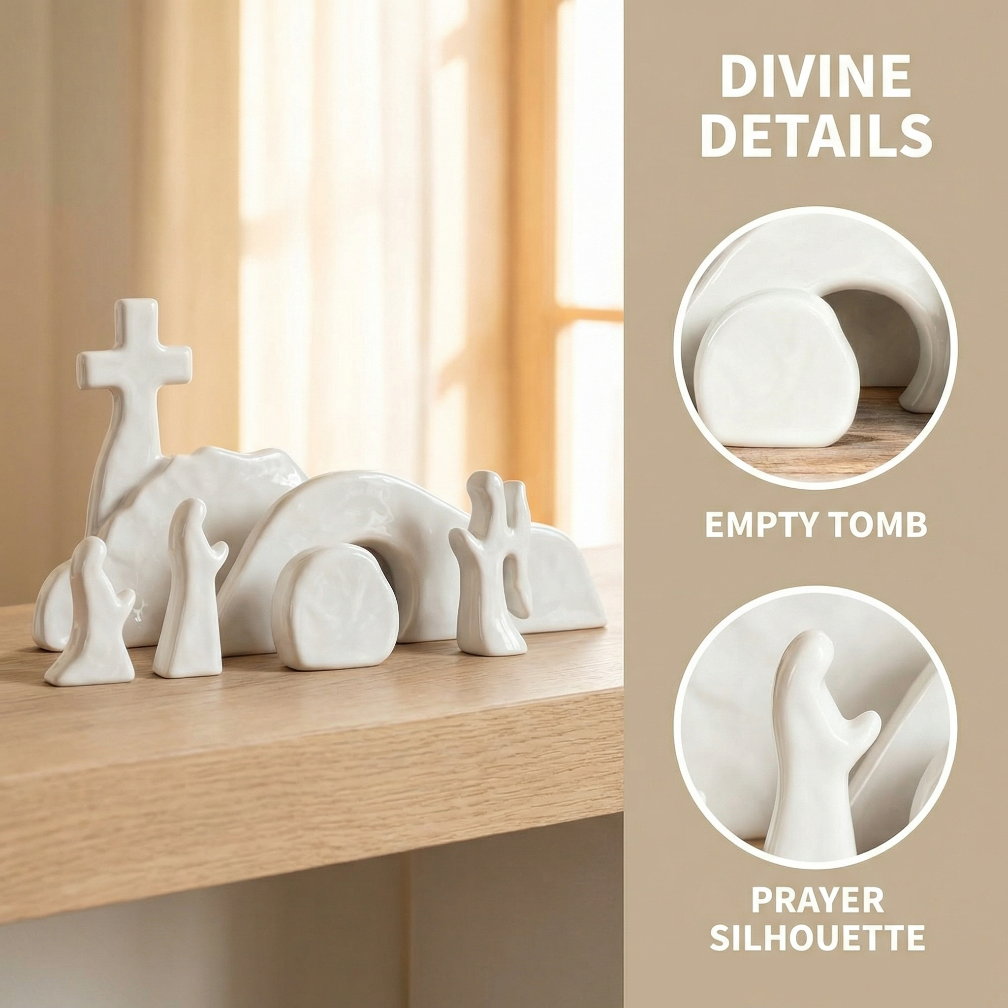 Empty Tomb Easter Scene and Cross