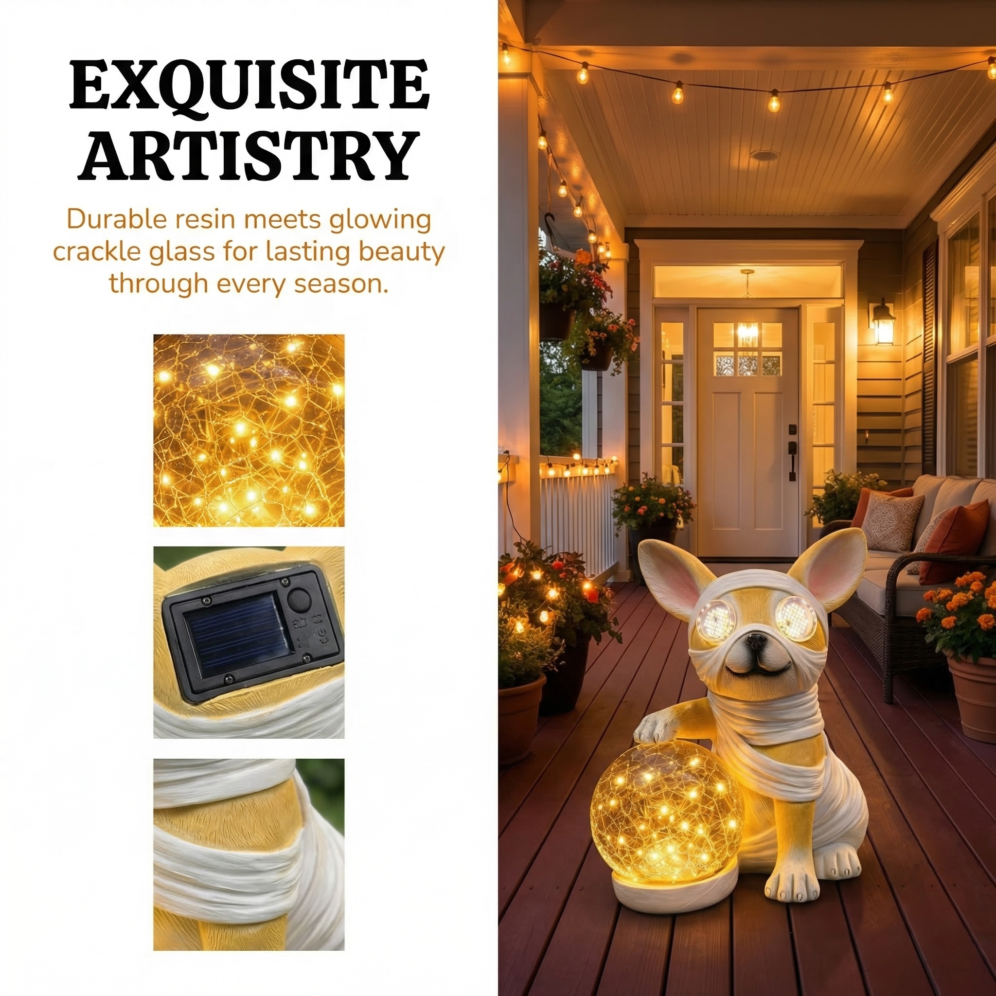 Solar Dog Statue with LED Light Ball