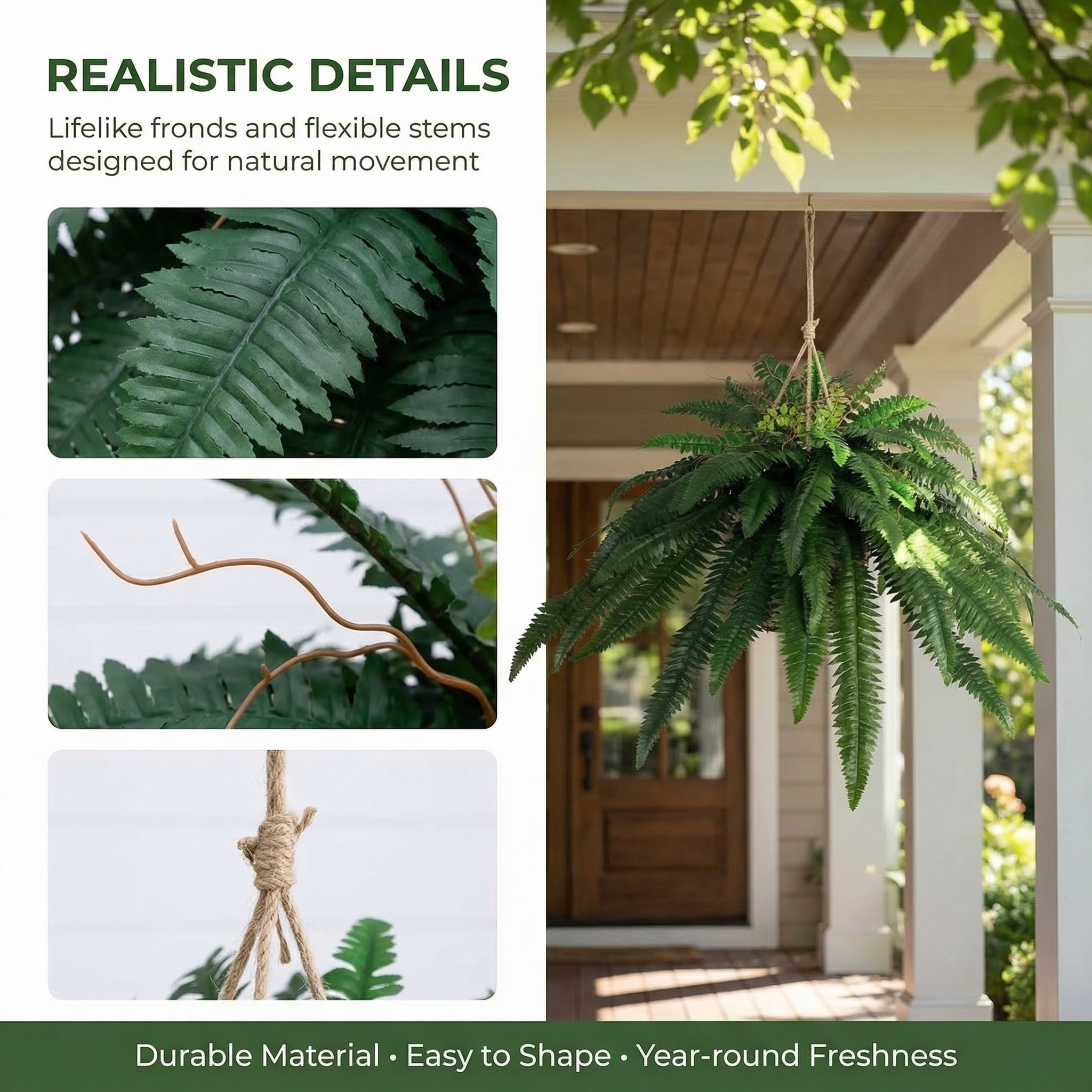 Large Silky Artificial Boston Fern Bush