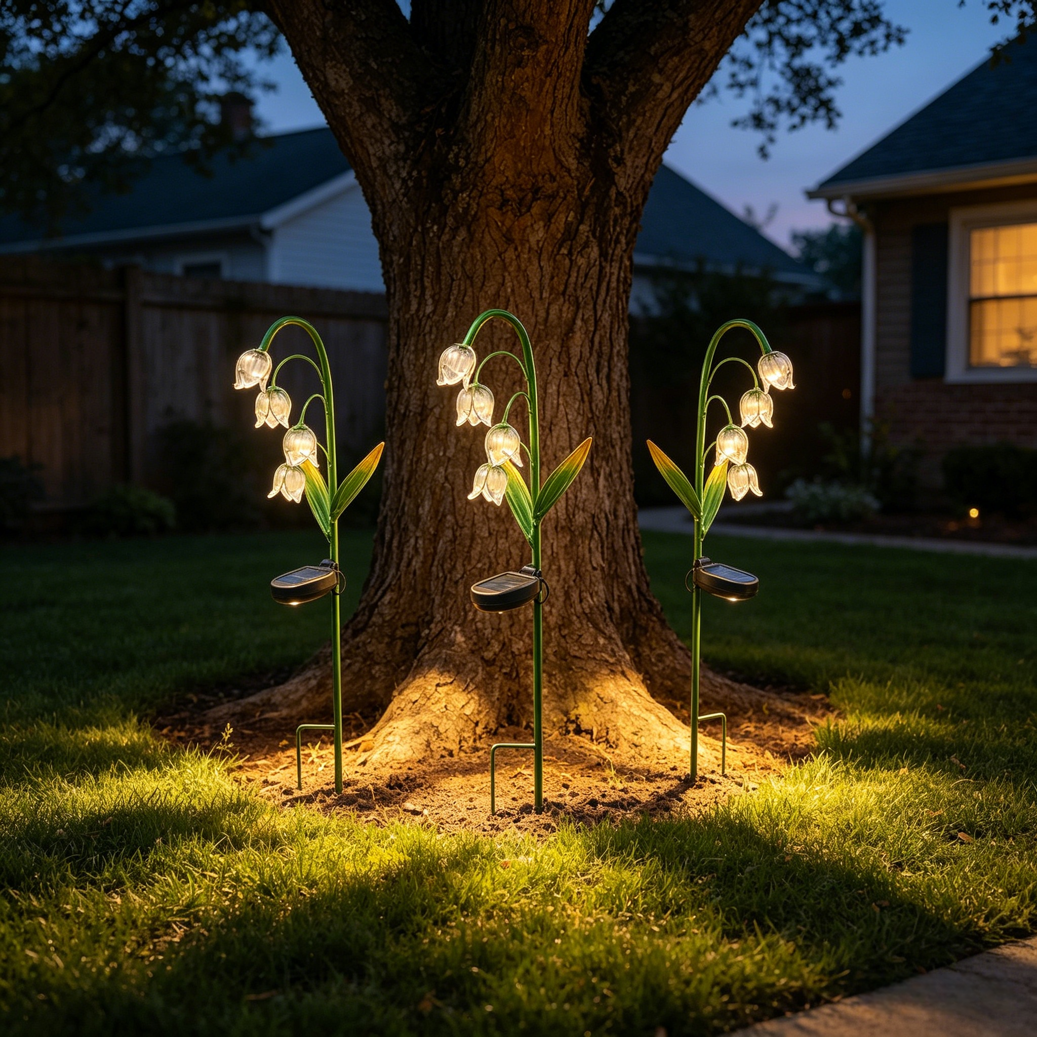 Artisanal Glass Lily of the Valley Solar Stakes