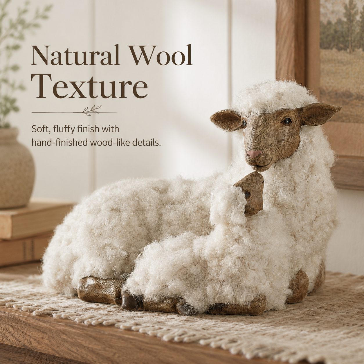 Farmhouse Mother Sheep & Baby Lamb Figurine
