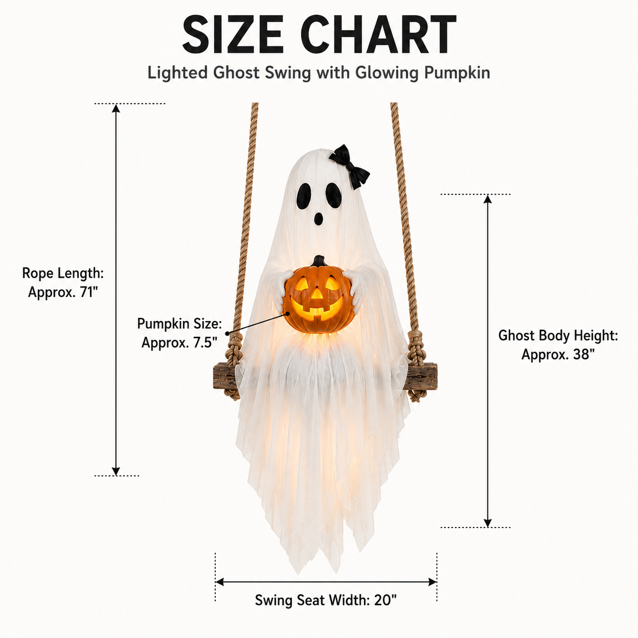 Lighted Ghost Swing with Glowing Pumpkin