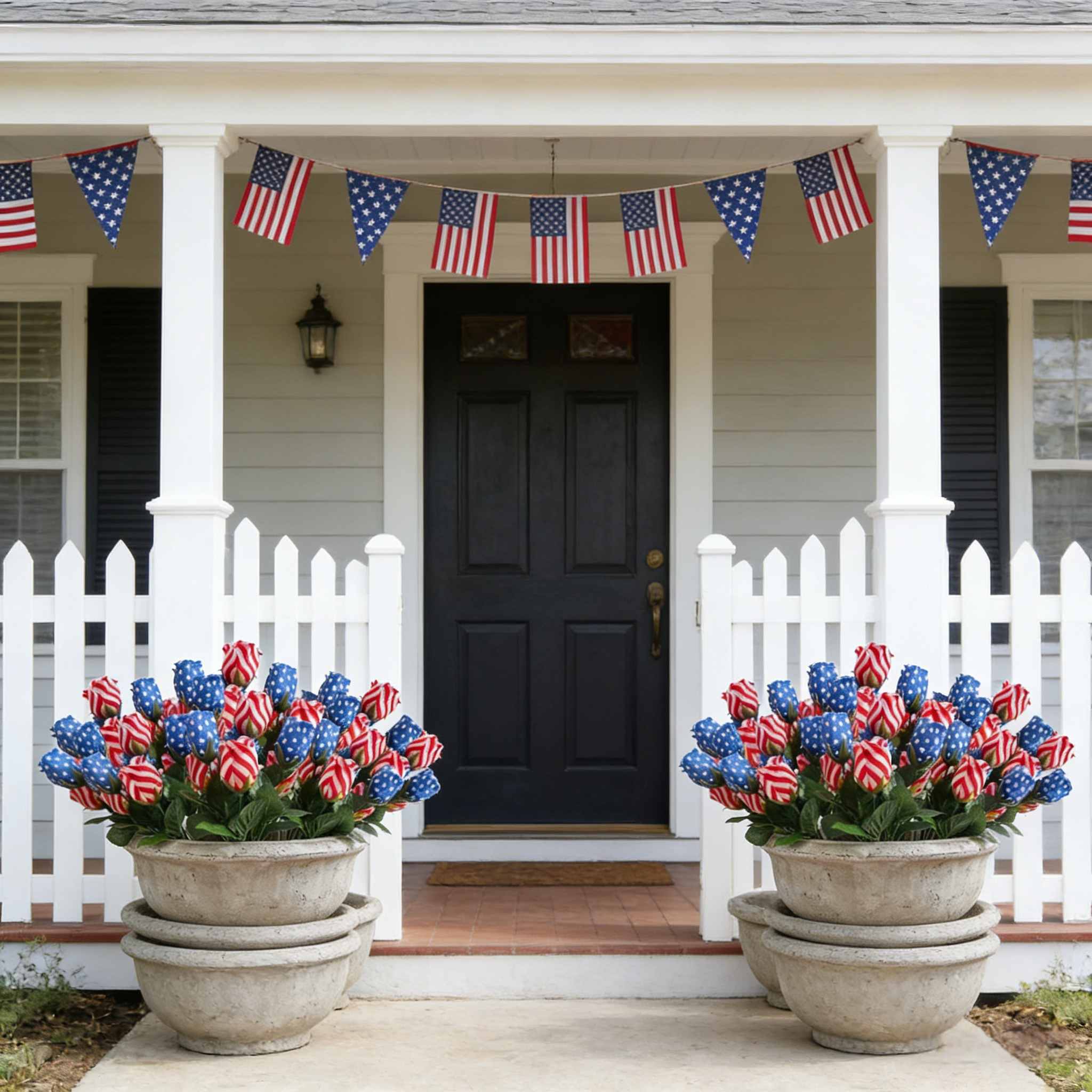 Silk Patriotic Tulip Flowers Bouquet (Set of 5 bundles)