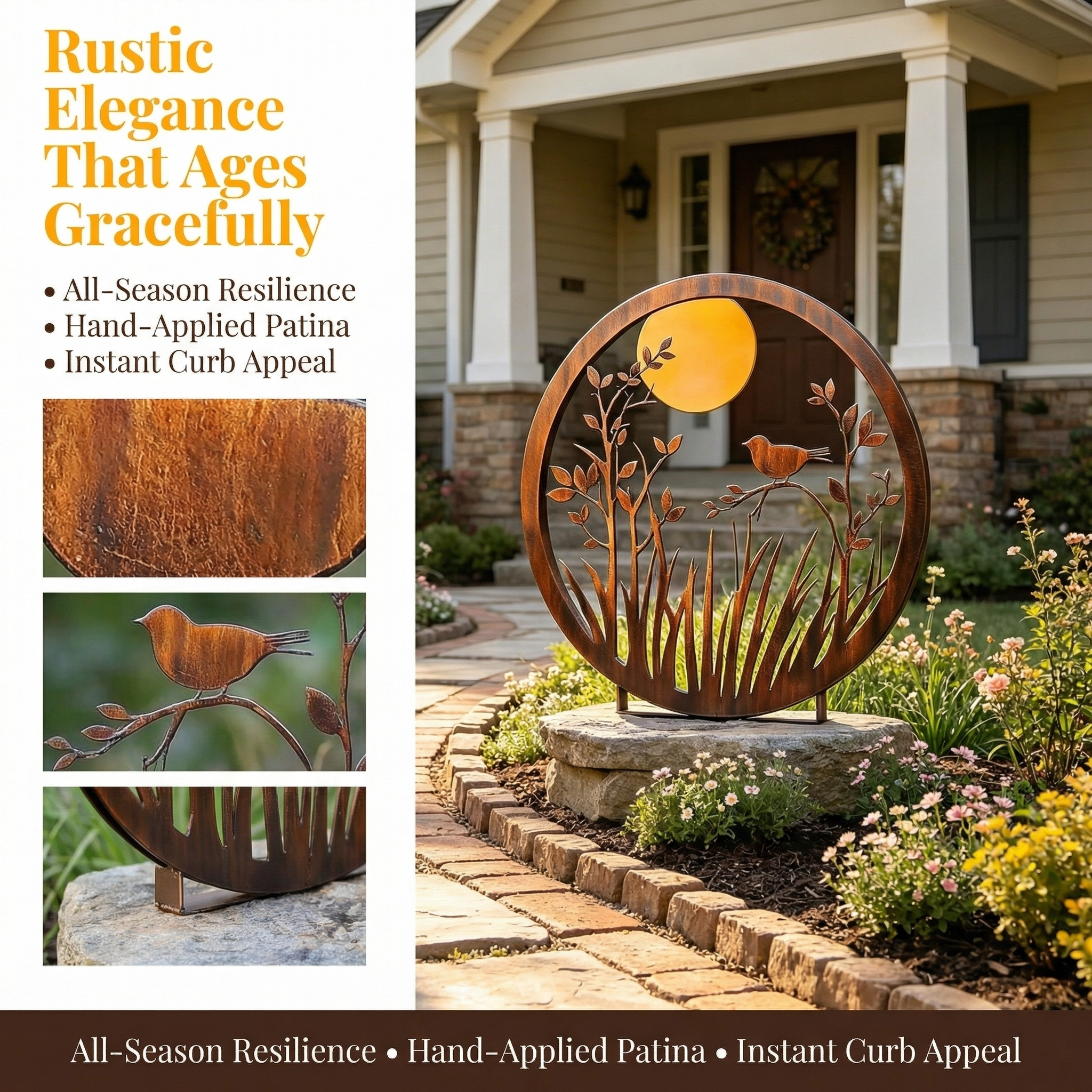 Moonlit Bird Metal Garden Sculpture