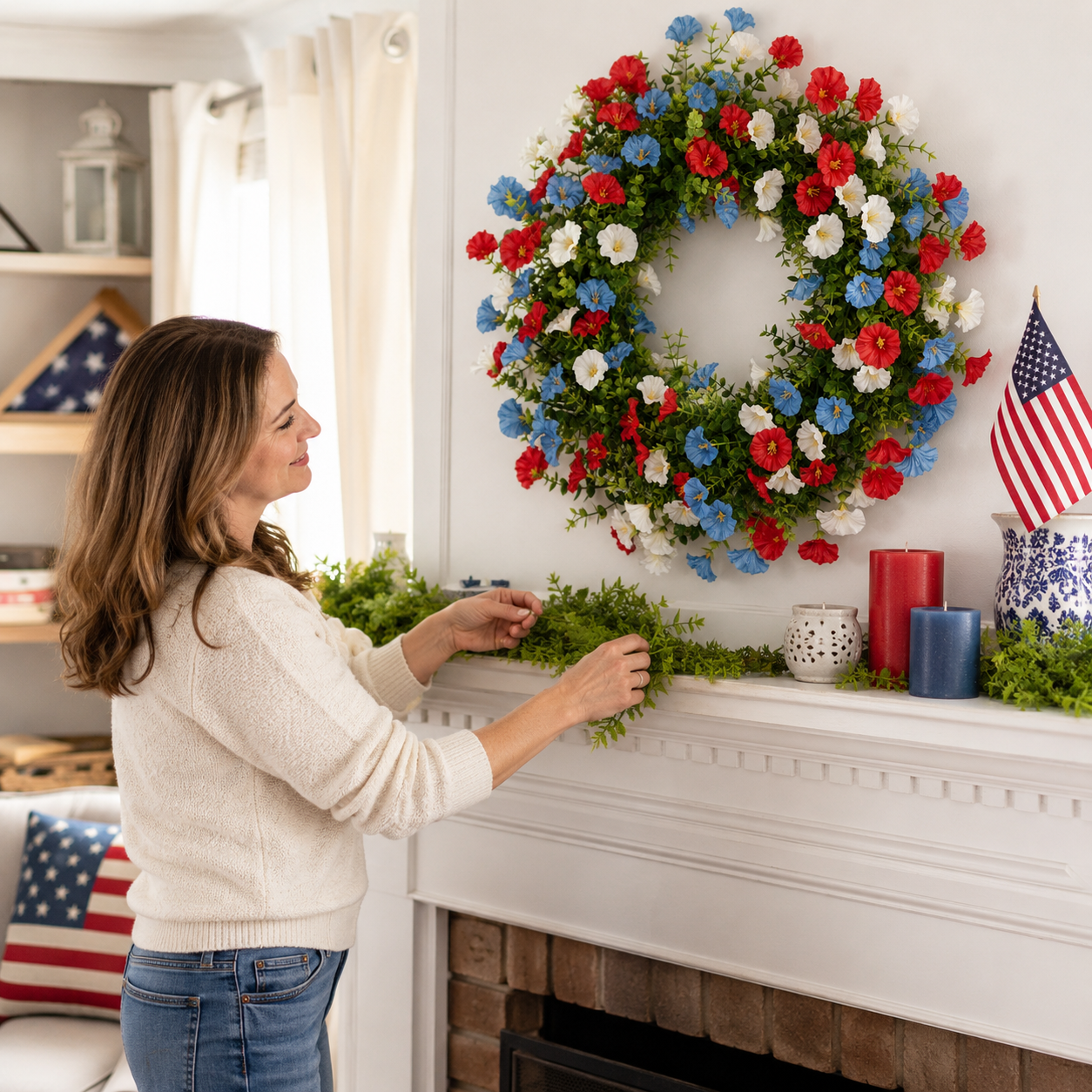 Patriotic Floral Wreath