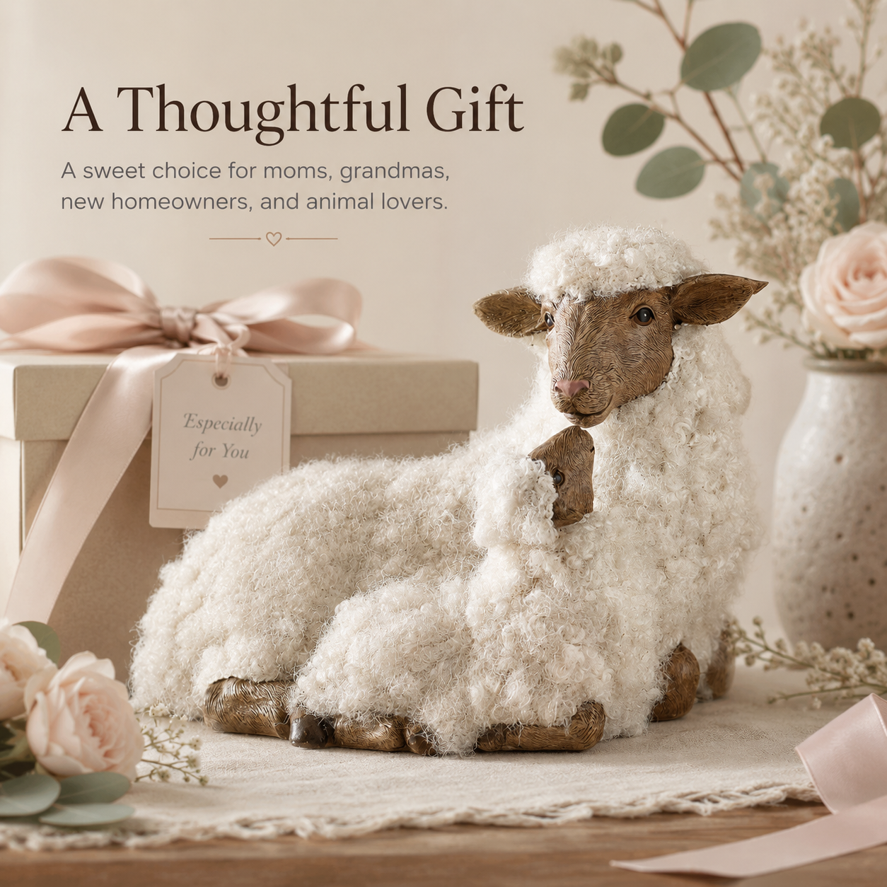 Farmhouse Mother Sheep & Baby Lamb Figurine
