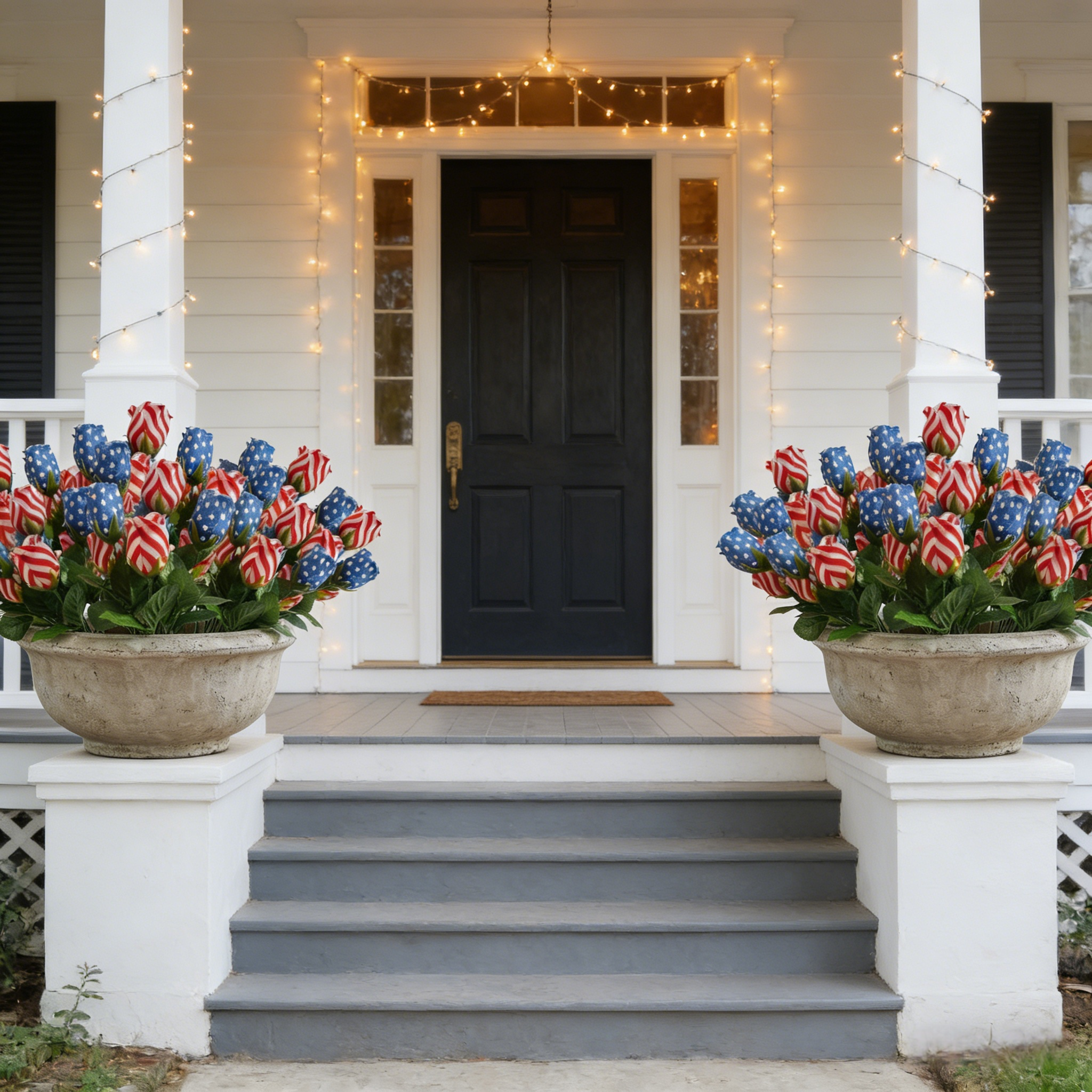 Silk Patriotic Tulip Flowers Bouquet (Set of 5 bundles)