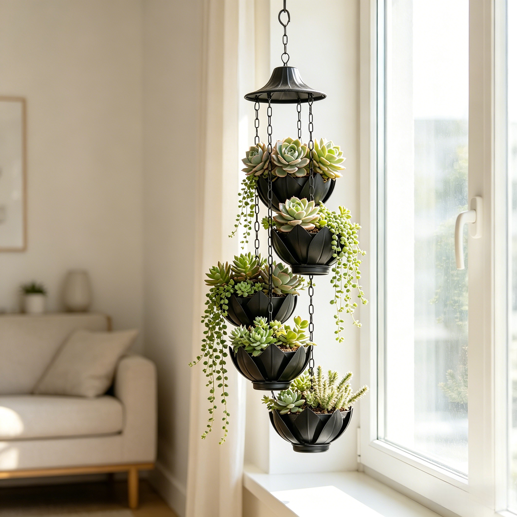 Hanging Black Iron Planter Basket