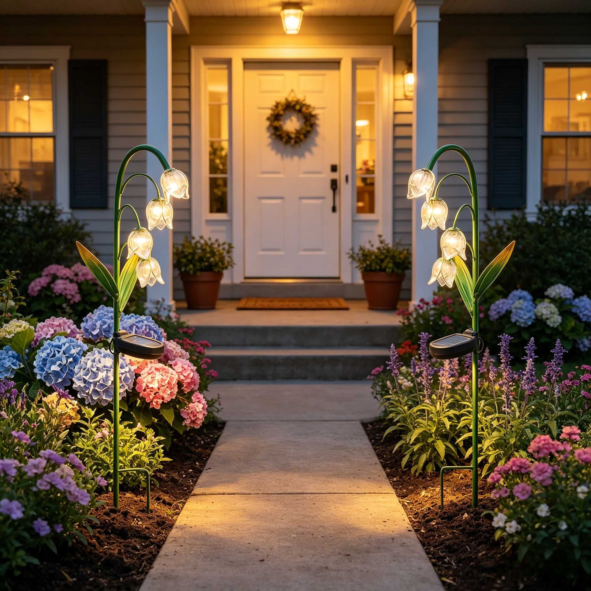 Artisanal Glass Lily of the Valley Solar Stakes