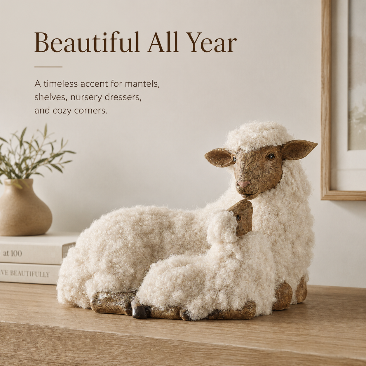 Farmhouse Mother Sheep & Baby Lamb Figurine