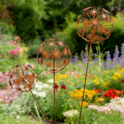 Vintage Iron Sphere Dandelion Garden Sculptures