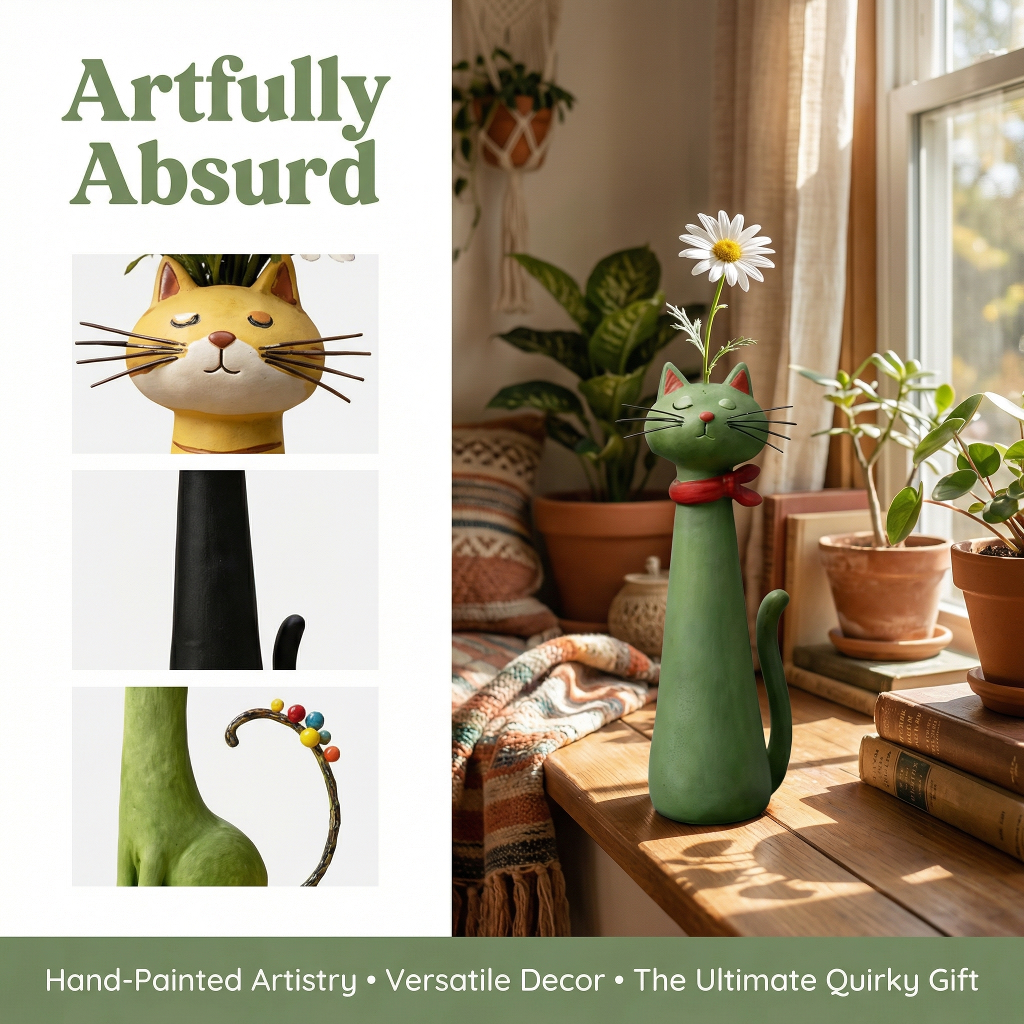 Handmade Quirky Cat Vase