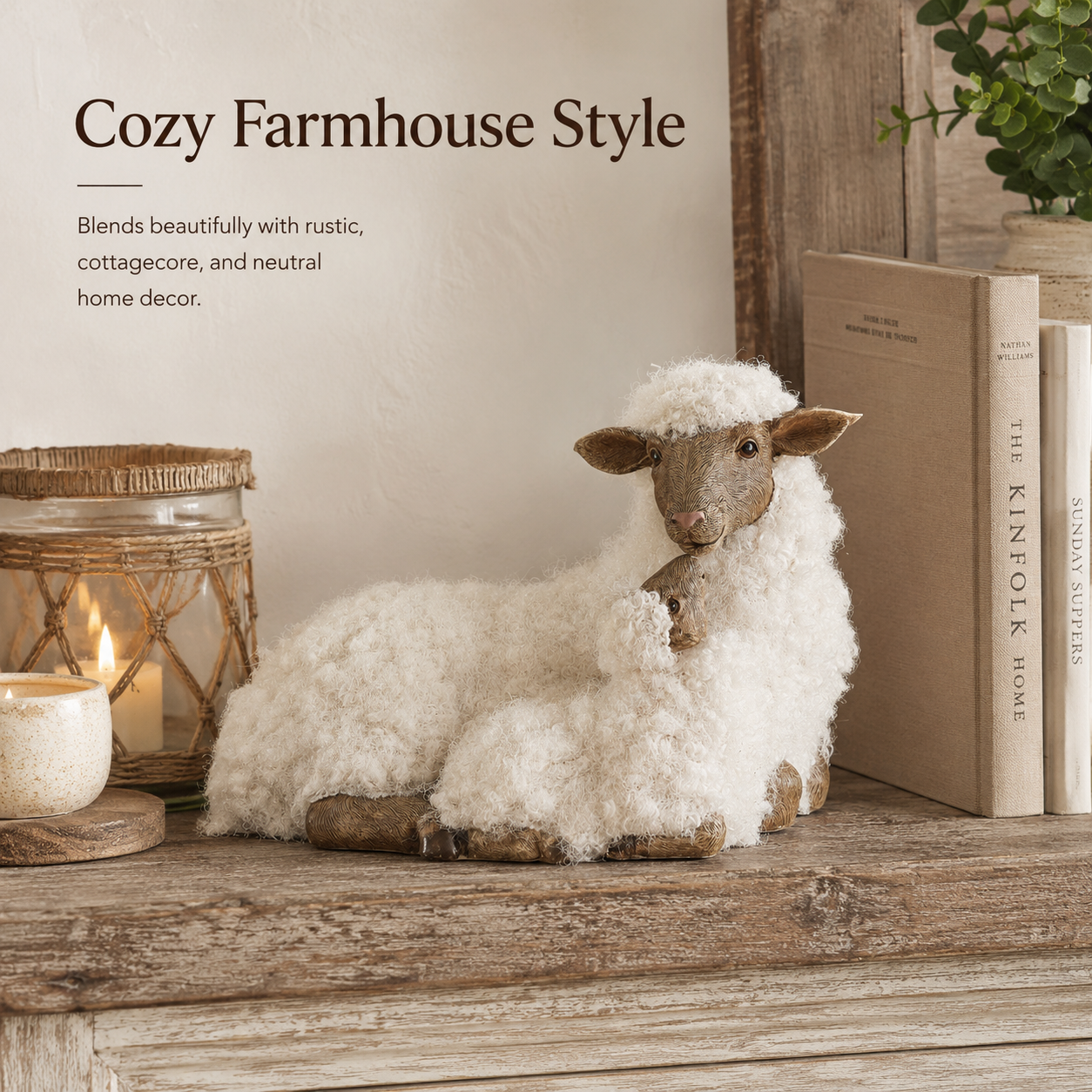 Farmhouse Mother Sheep & Baby Lamb Figurine