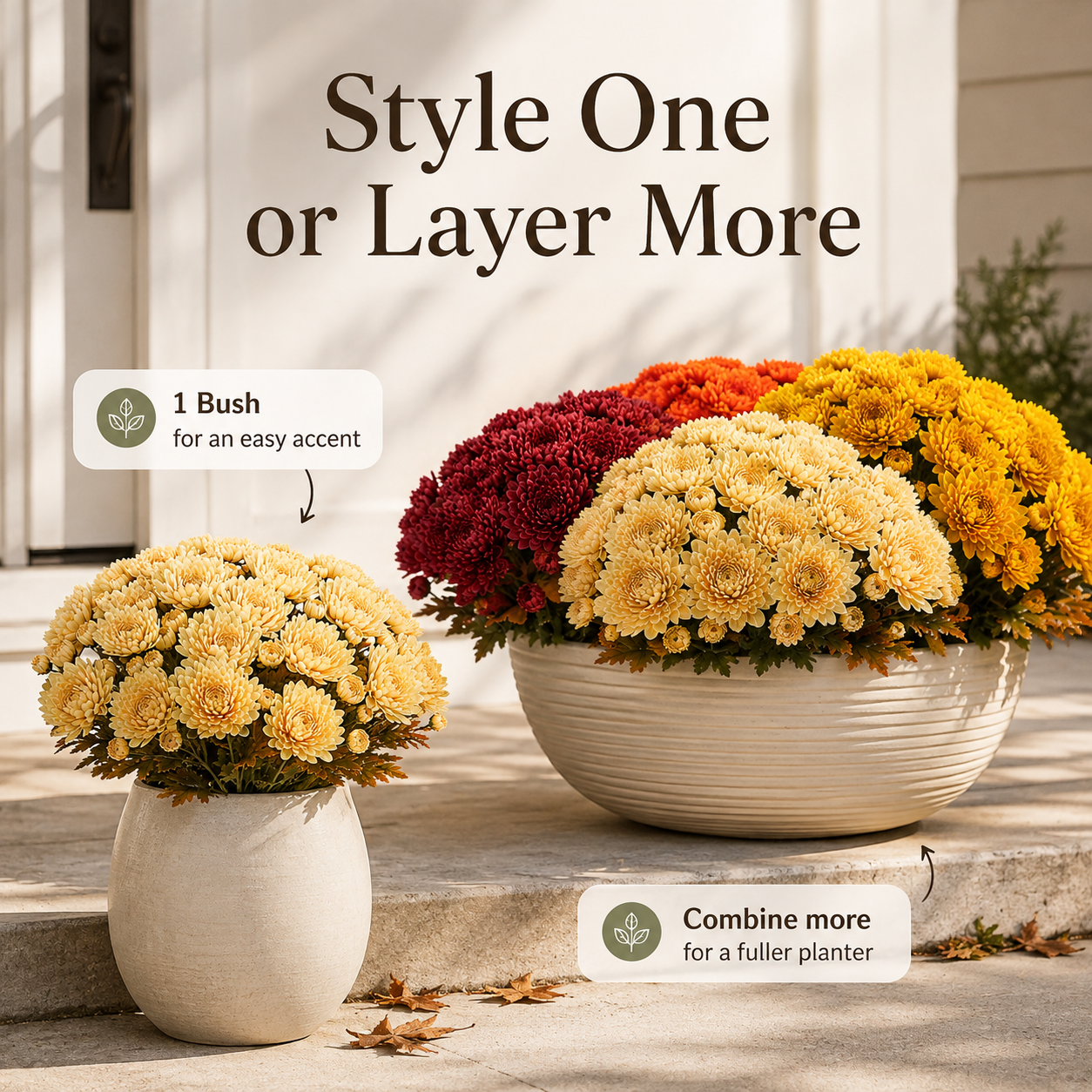 Autumn Bloom Faux Chrysanthemum Bush