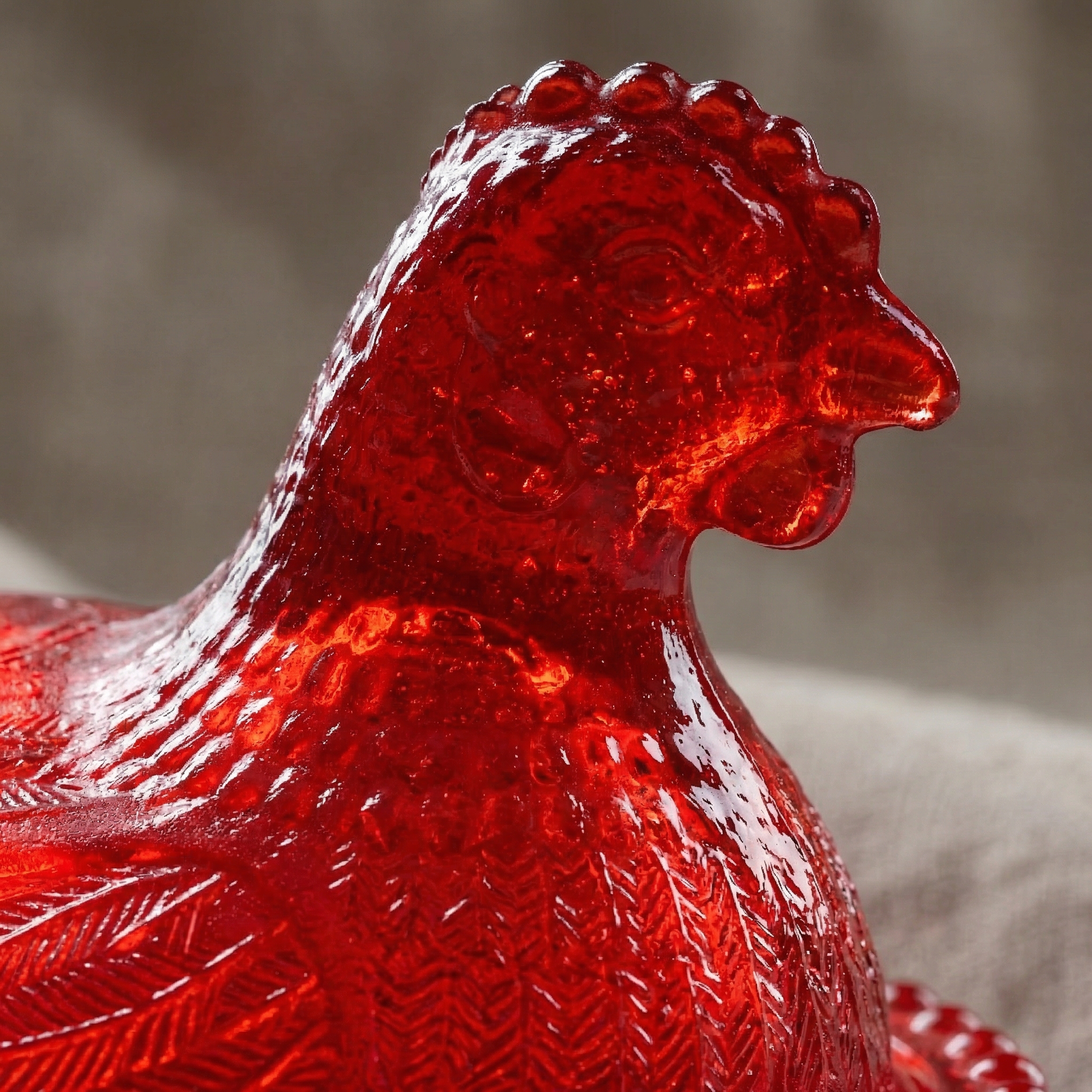 Elegant And Durable Chicken-Shaped Crystal Glass Storage Jar