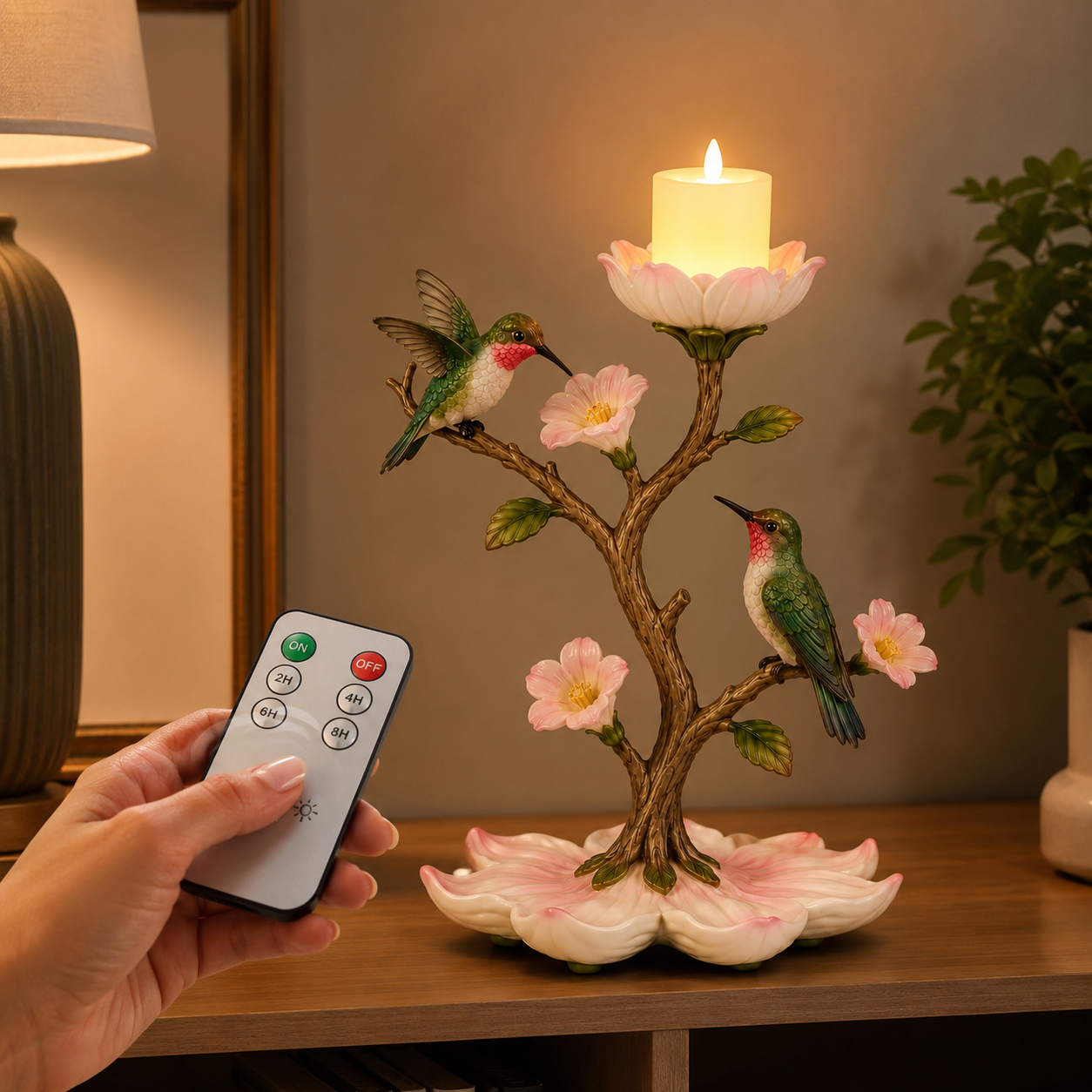 Hummingbird Garden LED Candle Decor