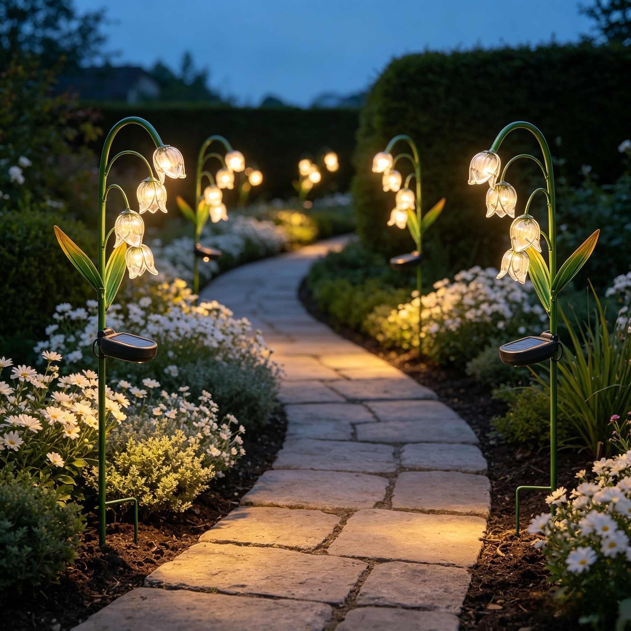 Artisanal Glass Lily of the Valley Solar Stakes