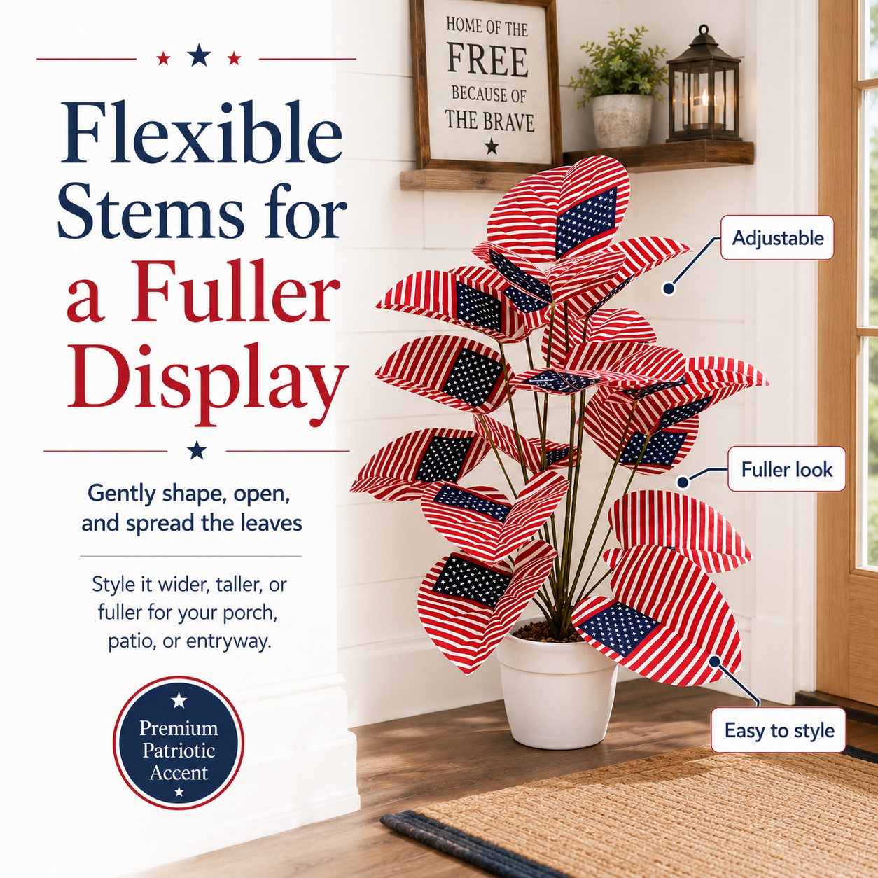 Patriotic Faux Plant Decor for Porch & Entryway