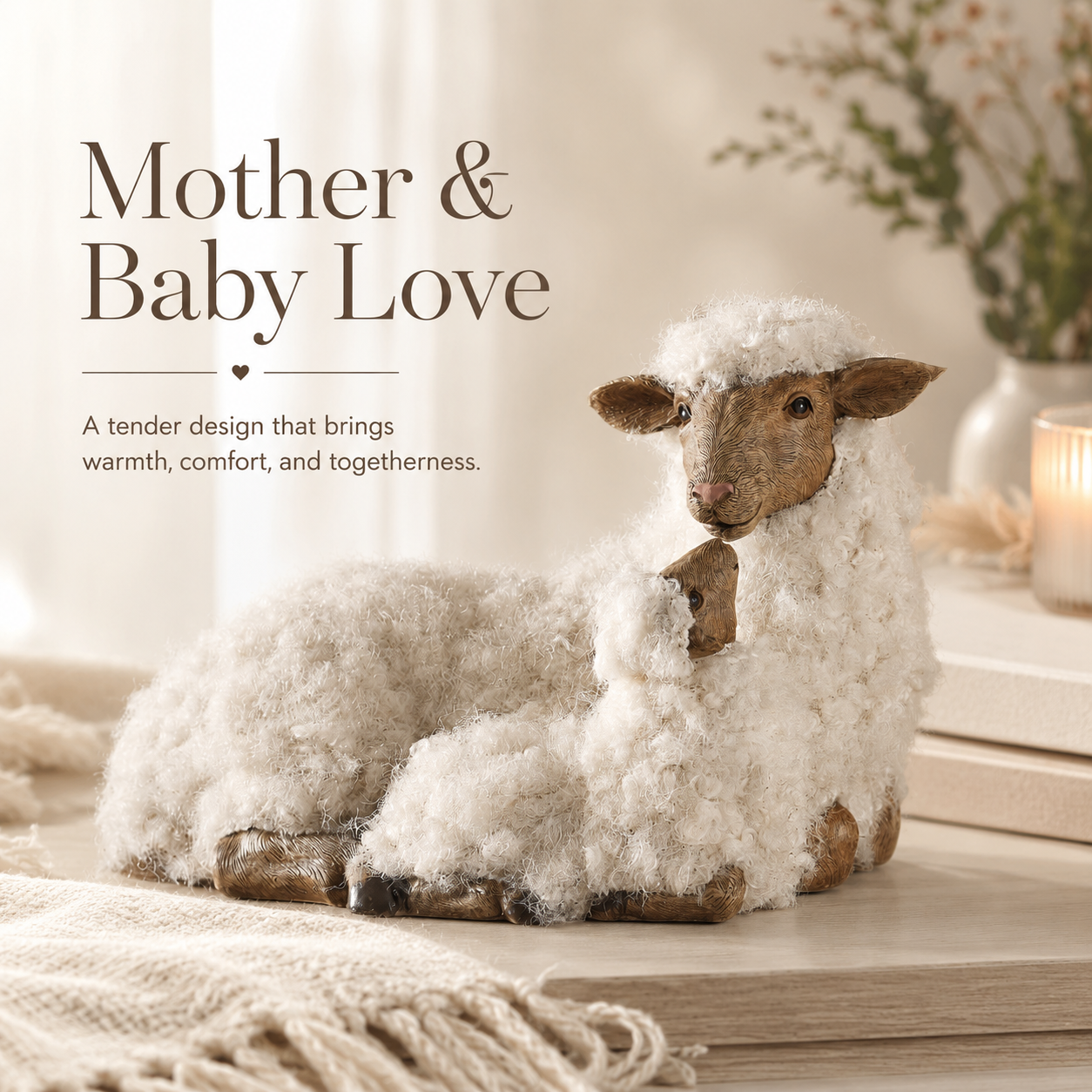 Farmhouse Mother Sheep & Baby Lamb Figurine