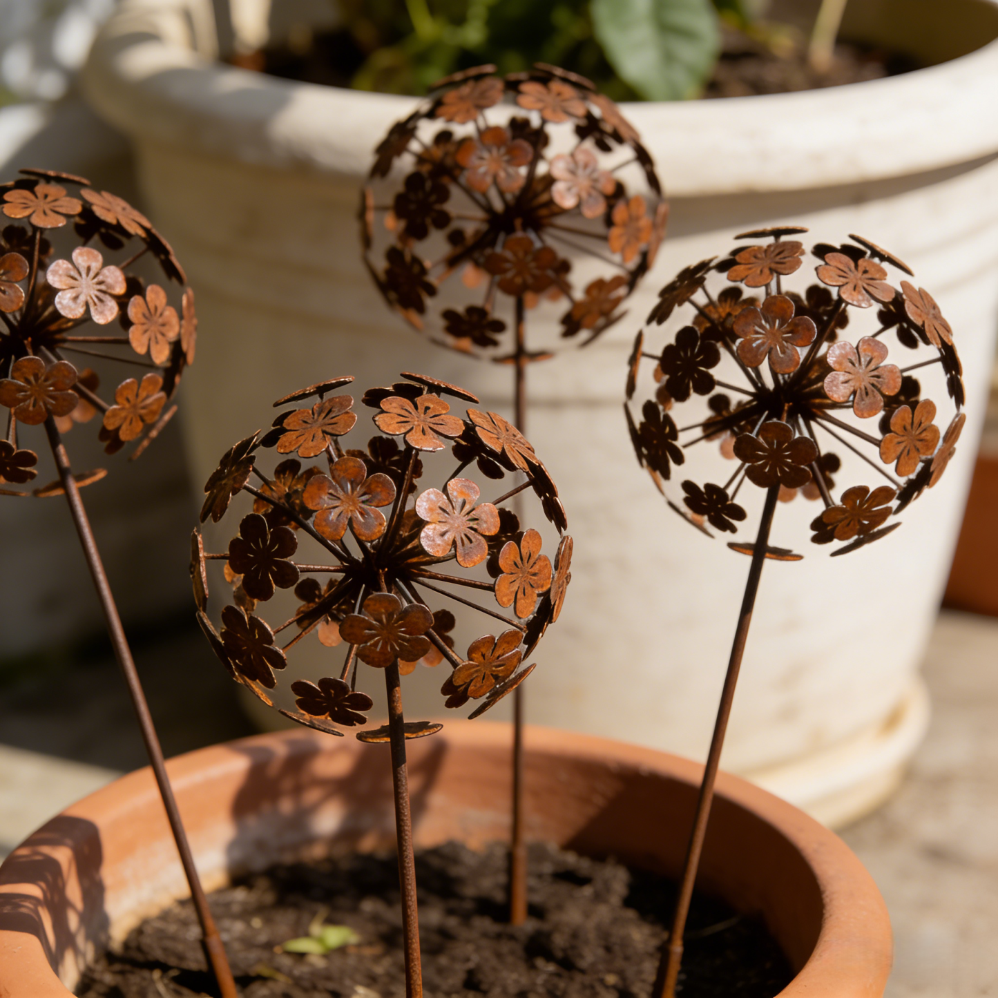 Vintage Iron Sphere Dandelion Garden Sculptures