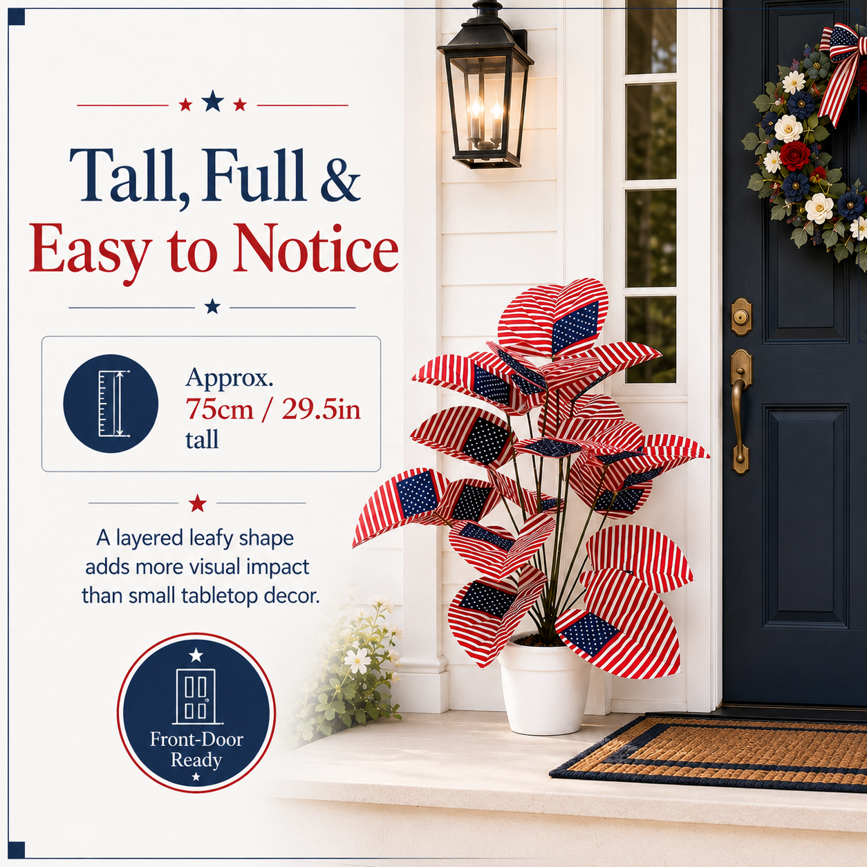 Patriotic Faux Plant Decor for Porch & Entryway