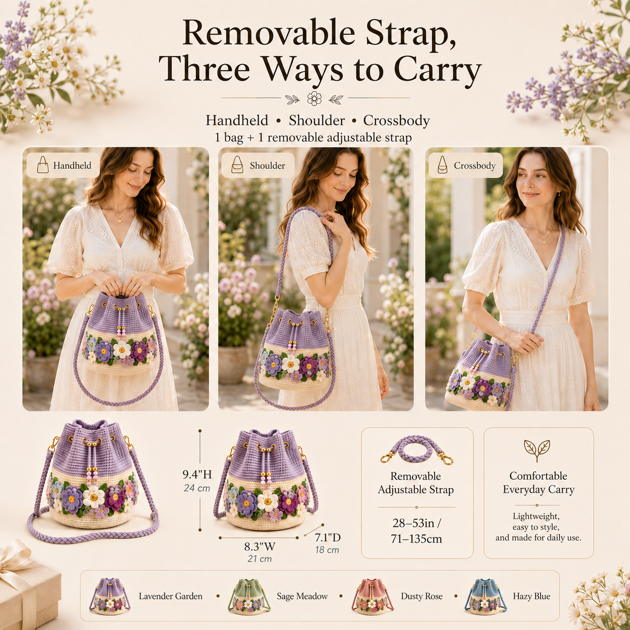 Bloom Garden Crochet Flower Bucket Bag