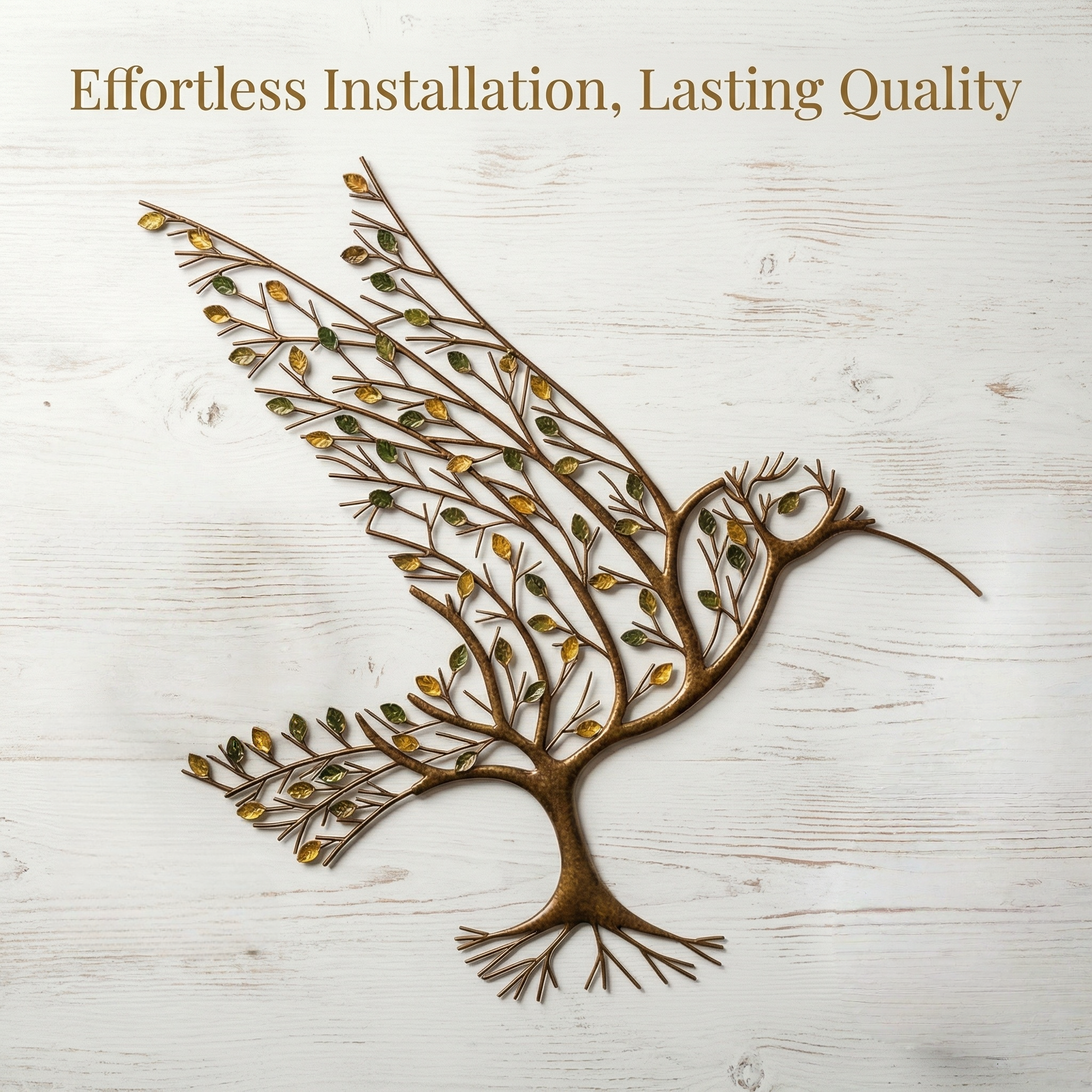 Metal Hummingbird & Branch Wall Art