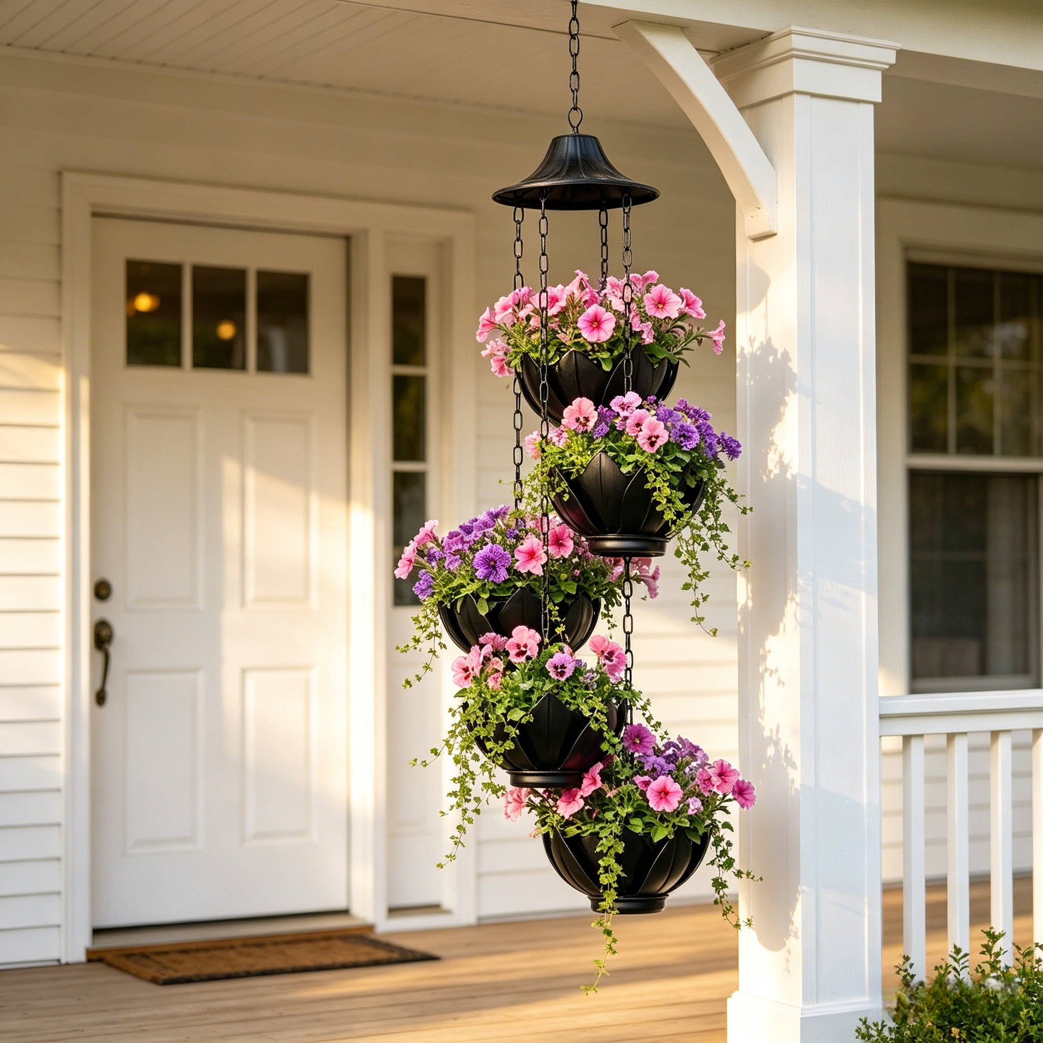 Hanging Black Iron Planter Basket