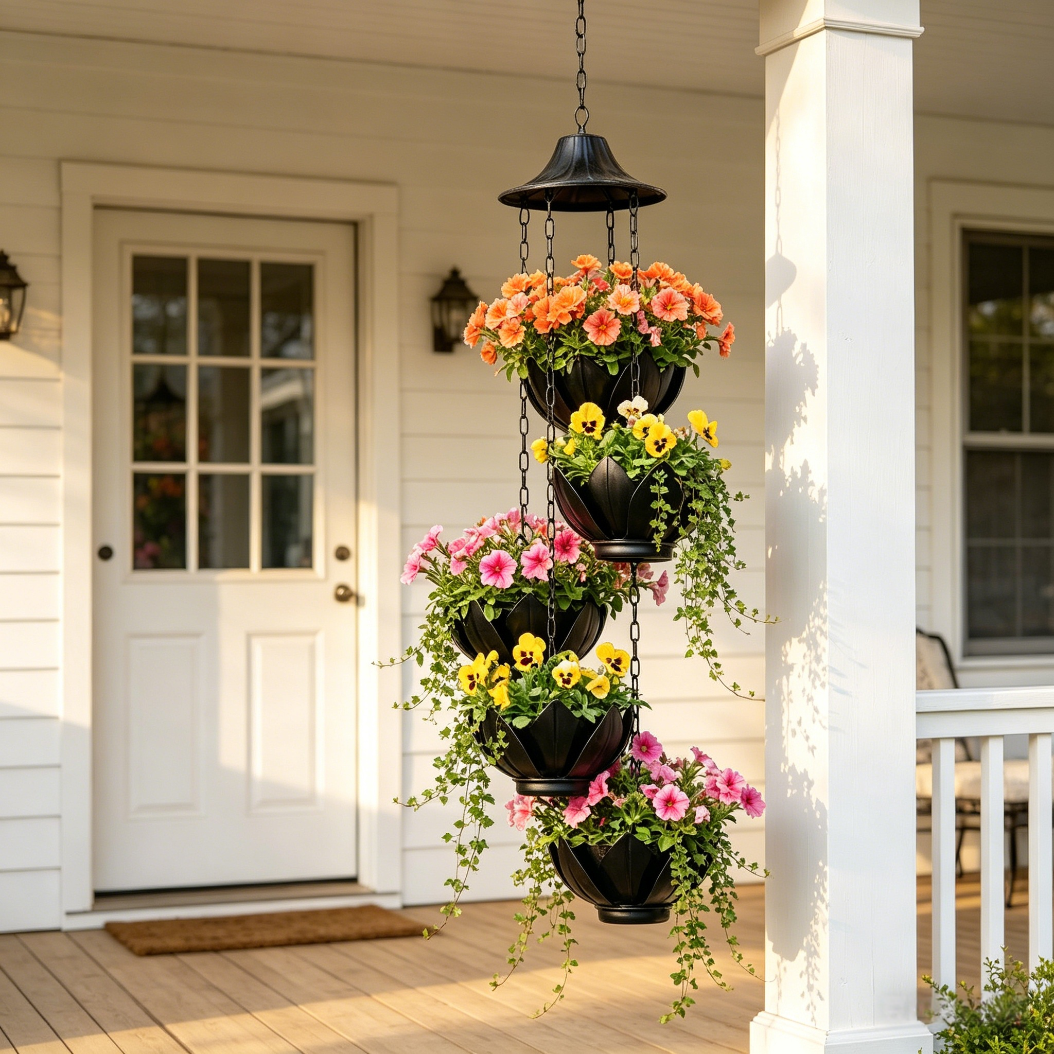 Hanging Black Iron Planter Basket