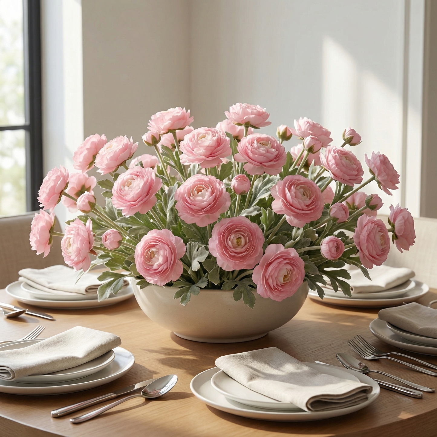 'Looks real' Silk Ranunculus Flocked Stem