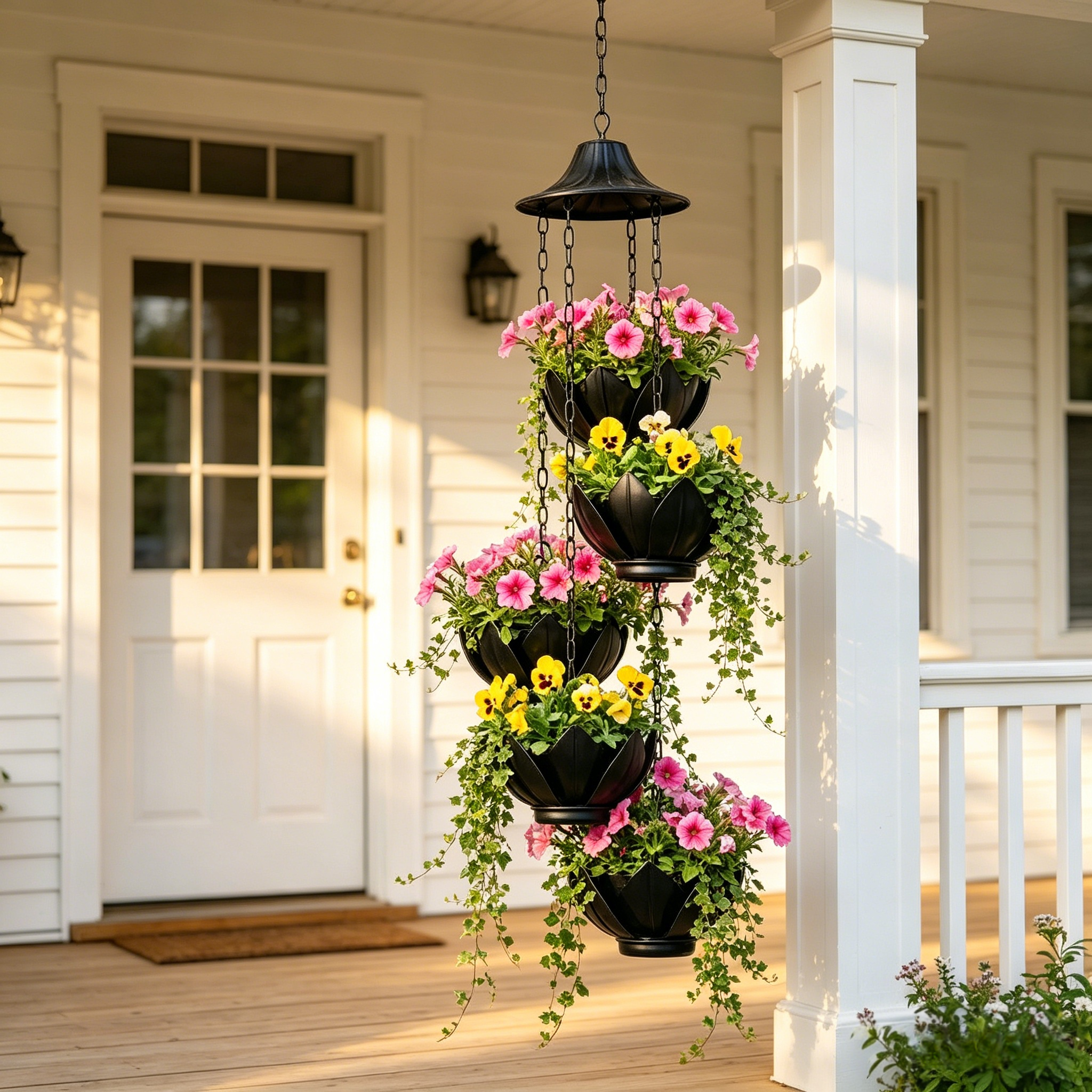 Hanging Black Iron Planter Basket