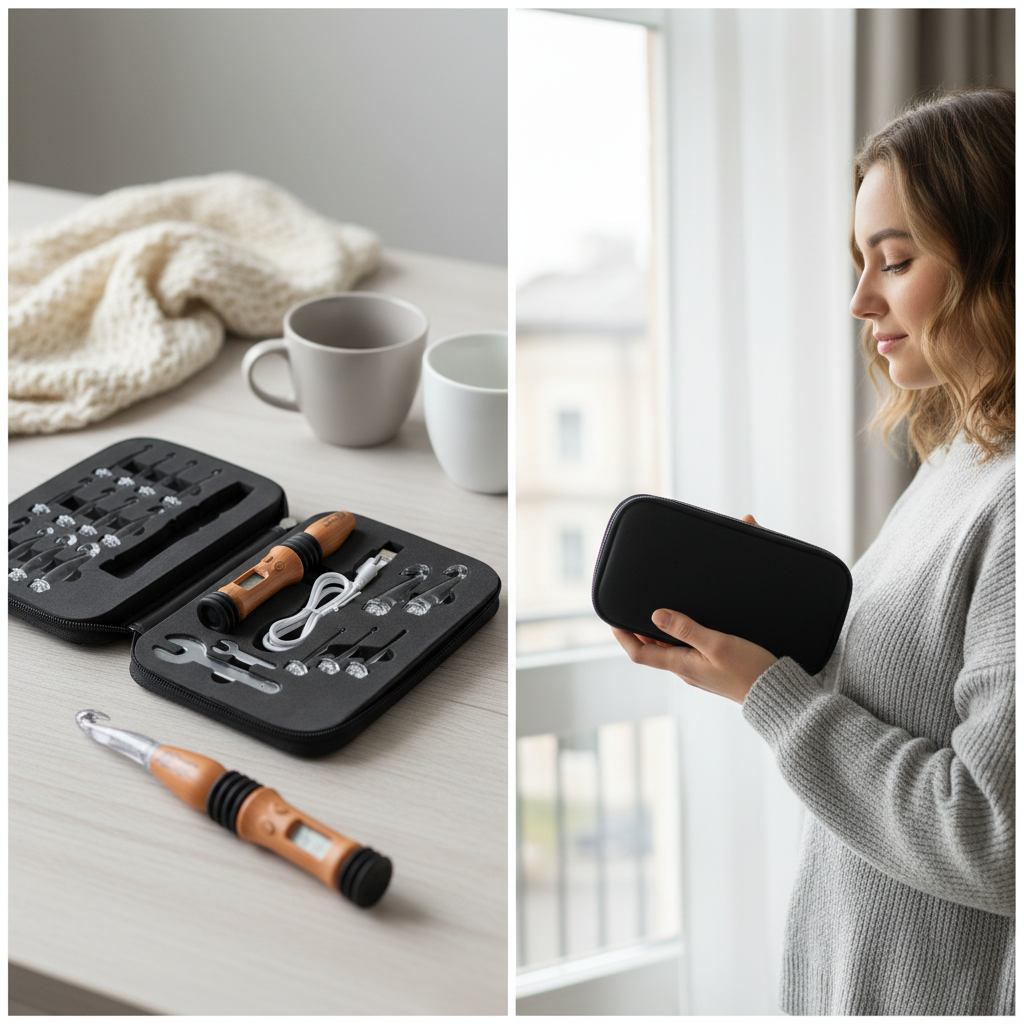 Vintage Counting Crochet Hook Set with Light & Counter - Ergonomic for Arthritic Hands