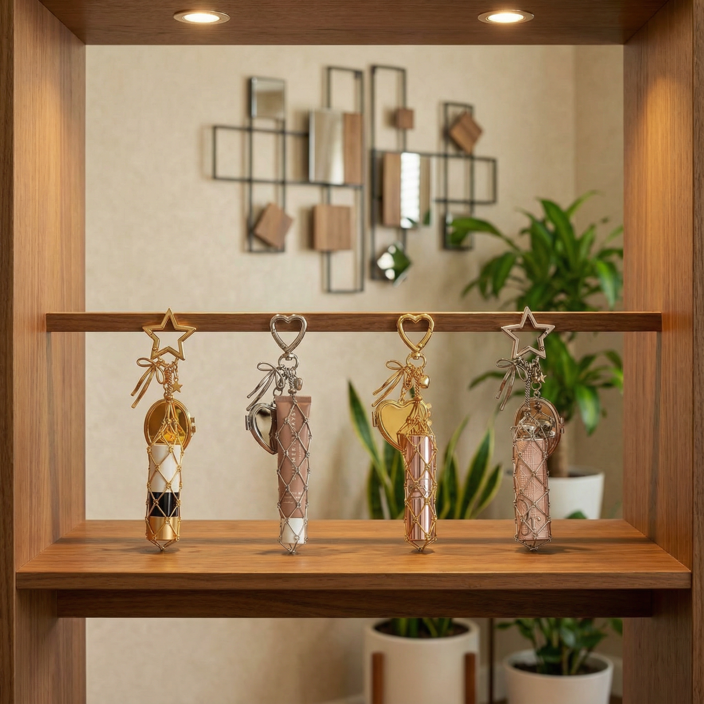 Chic Stainless / Alloy Lip Gloss Holder with Mirror