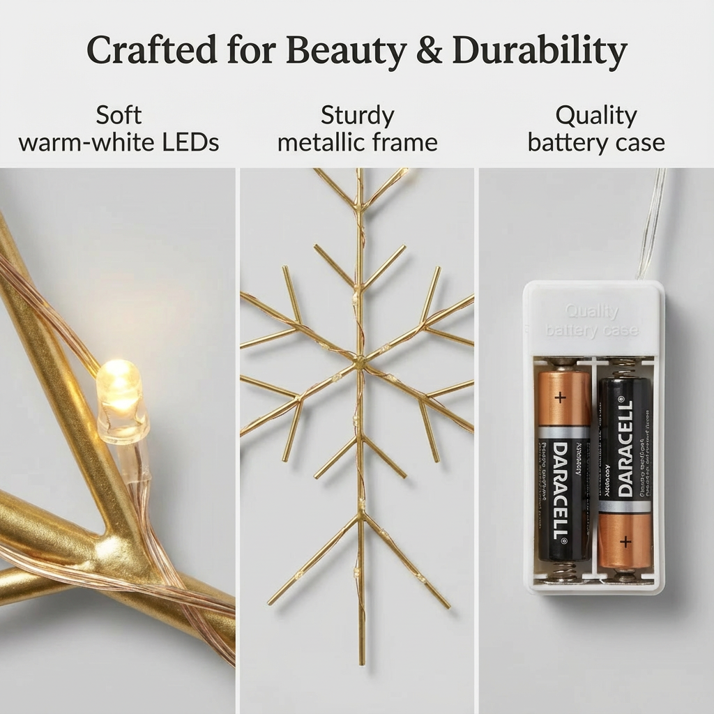 Christmas LED Gold Snowflake Novelty Sculpture with Warm White Twinkle Lights