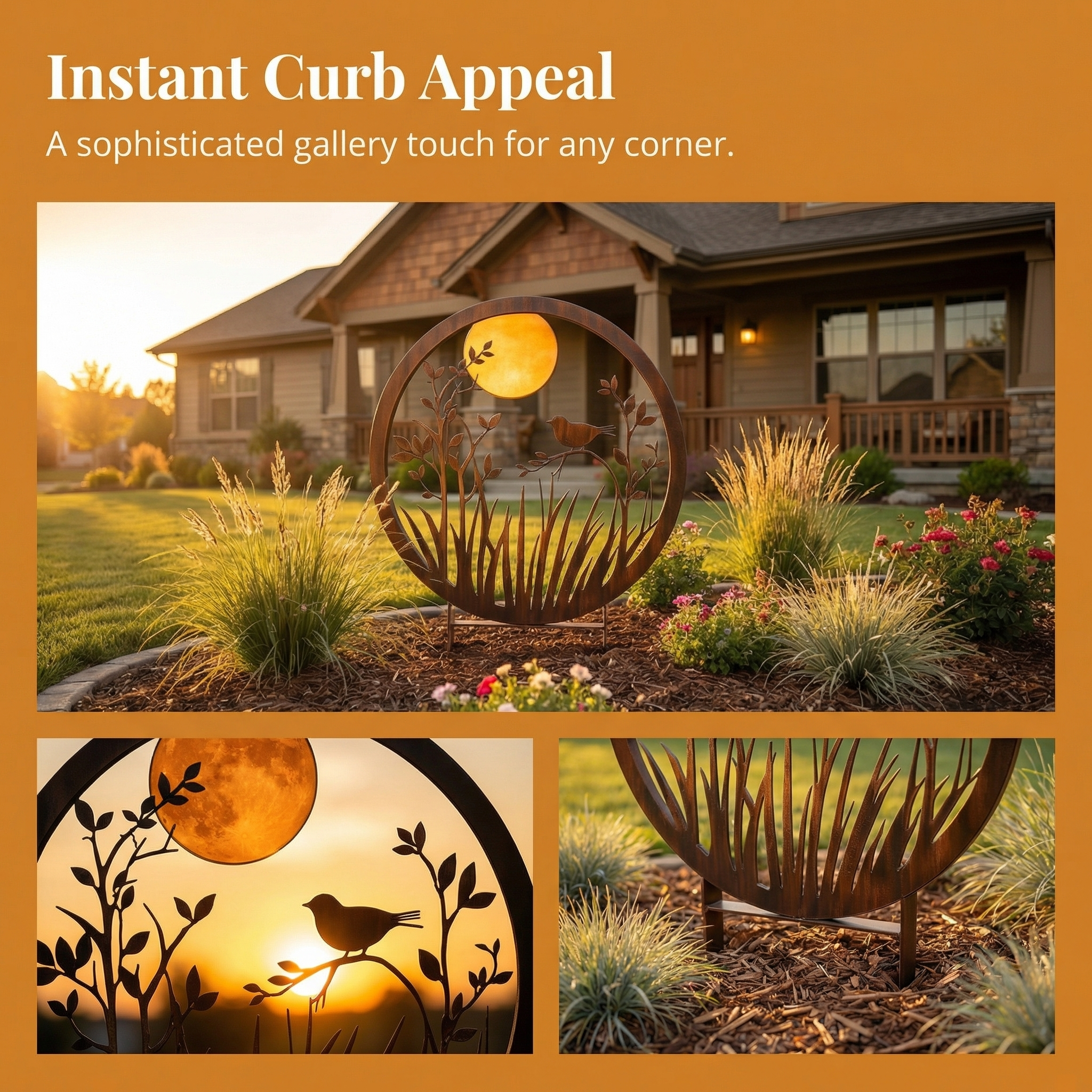 Moonlit Bird Metal Garden Sculpture