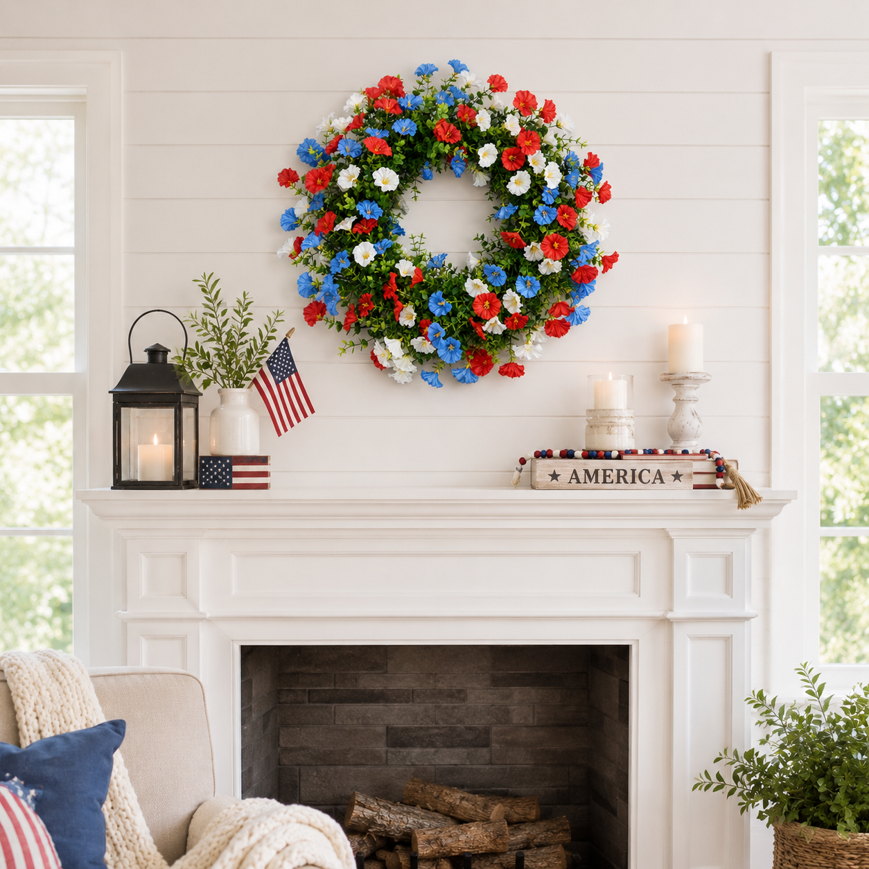 Patriotic Floral Wreath