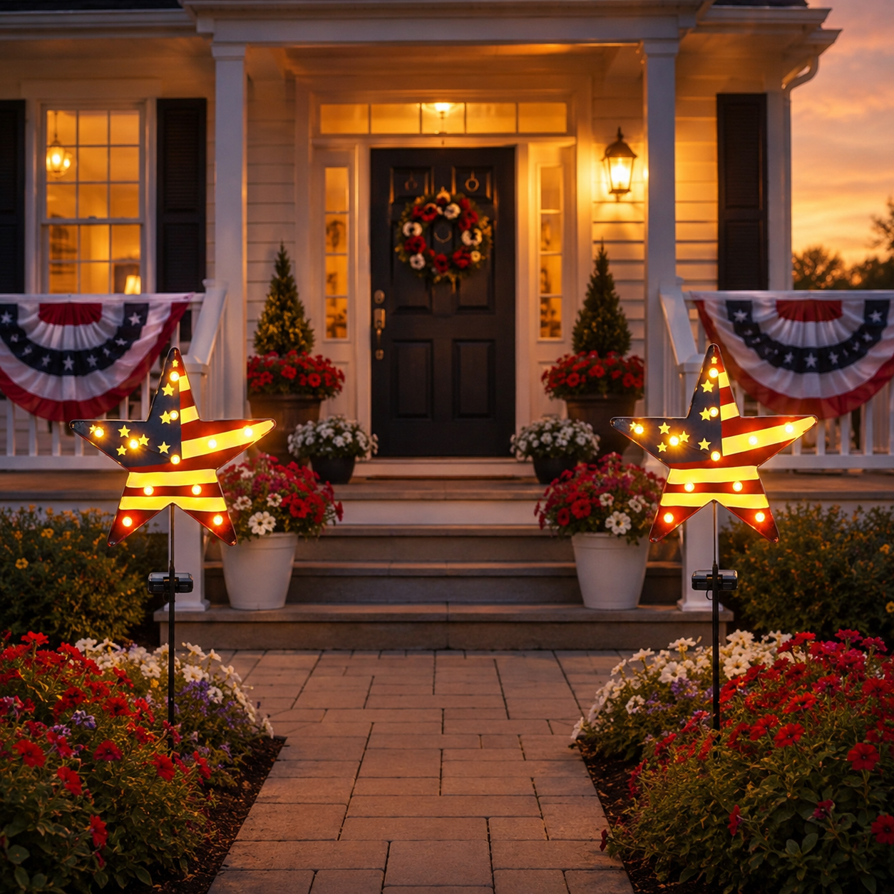 Solar Patriotic Star Garden Stake Light