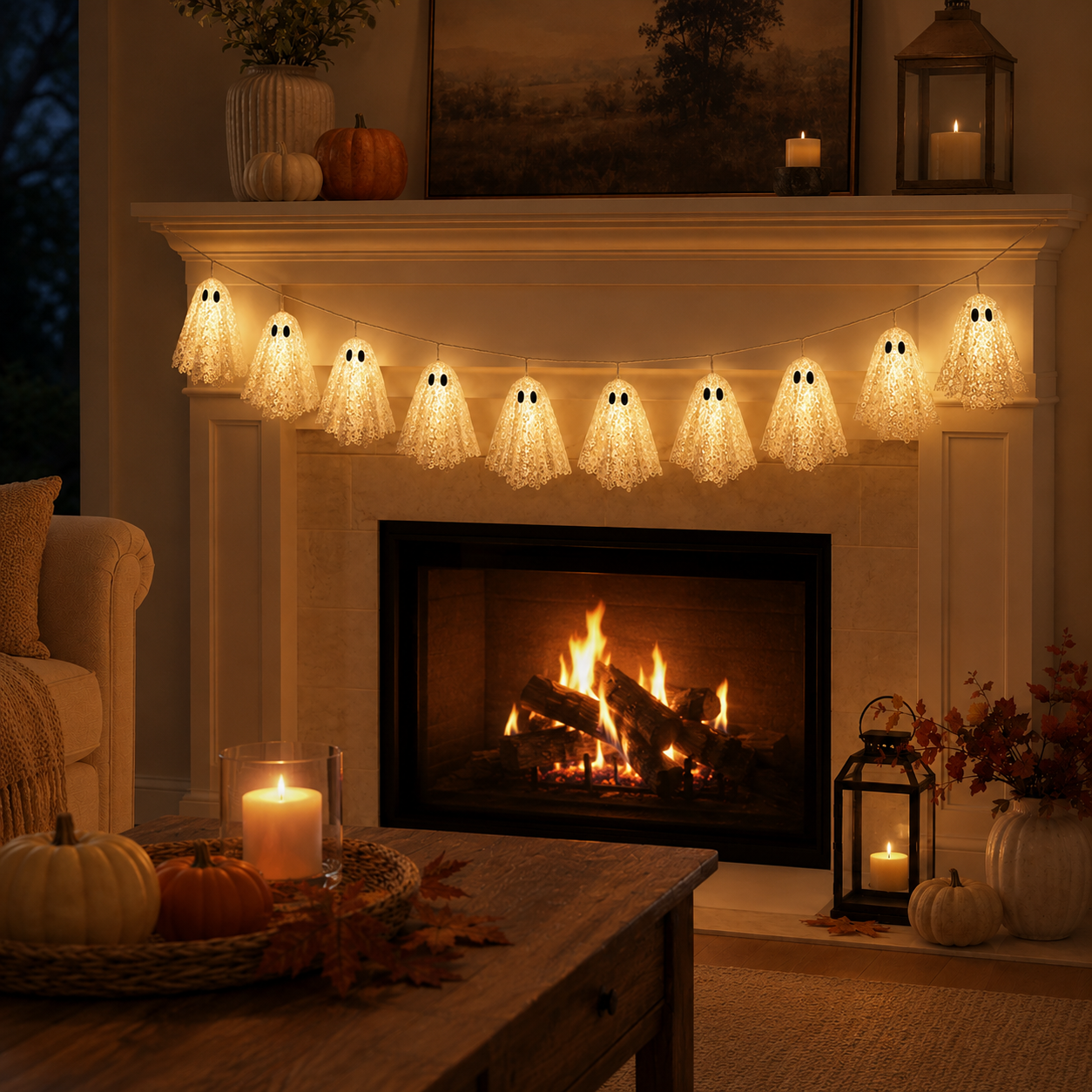 Lighted Lace Ghost Garland