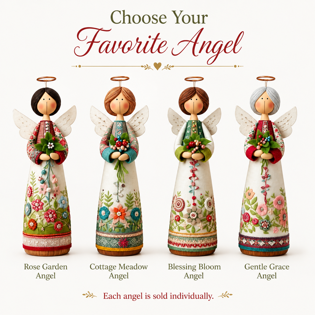 Vintage Floral Angel Figurine