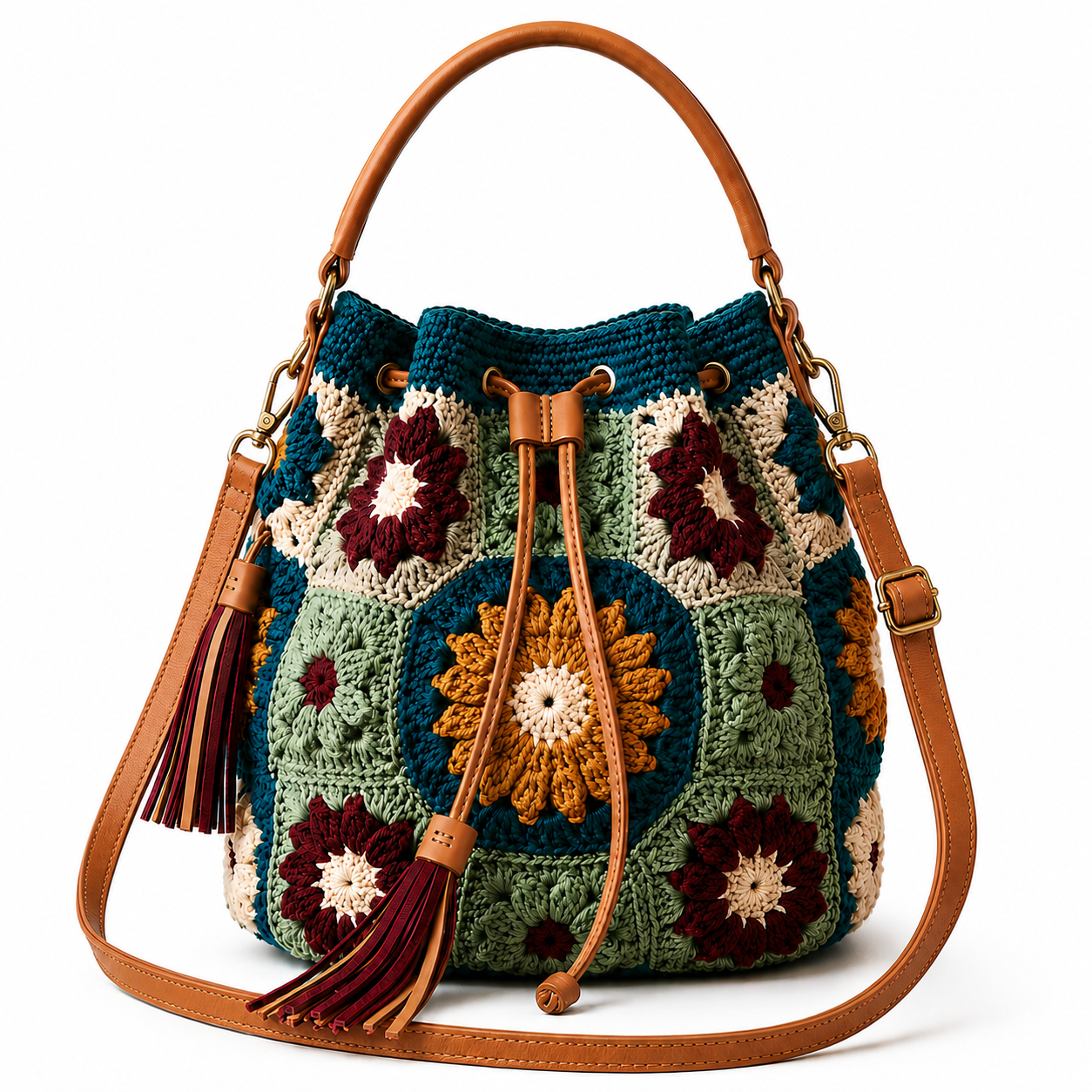 Vintage Crochet Convertible Bucket Bag