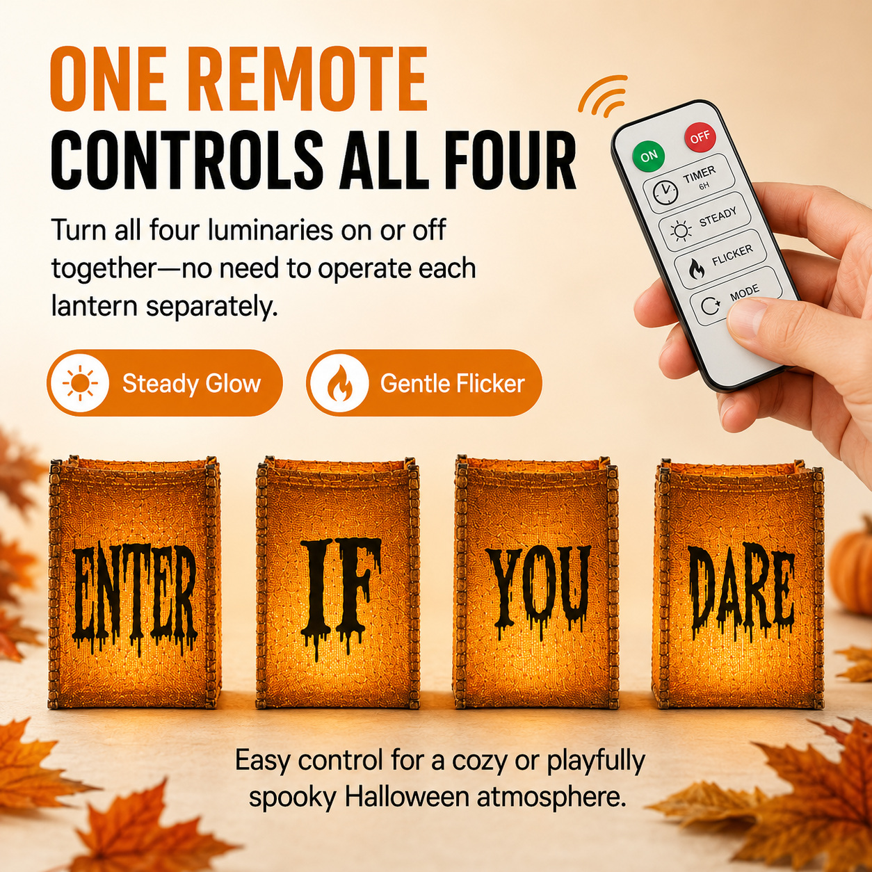 Enter If You Dare Lighted Luminaries – Set of 4
