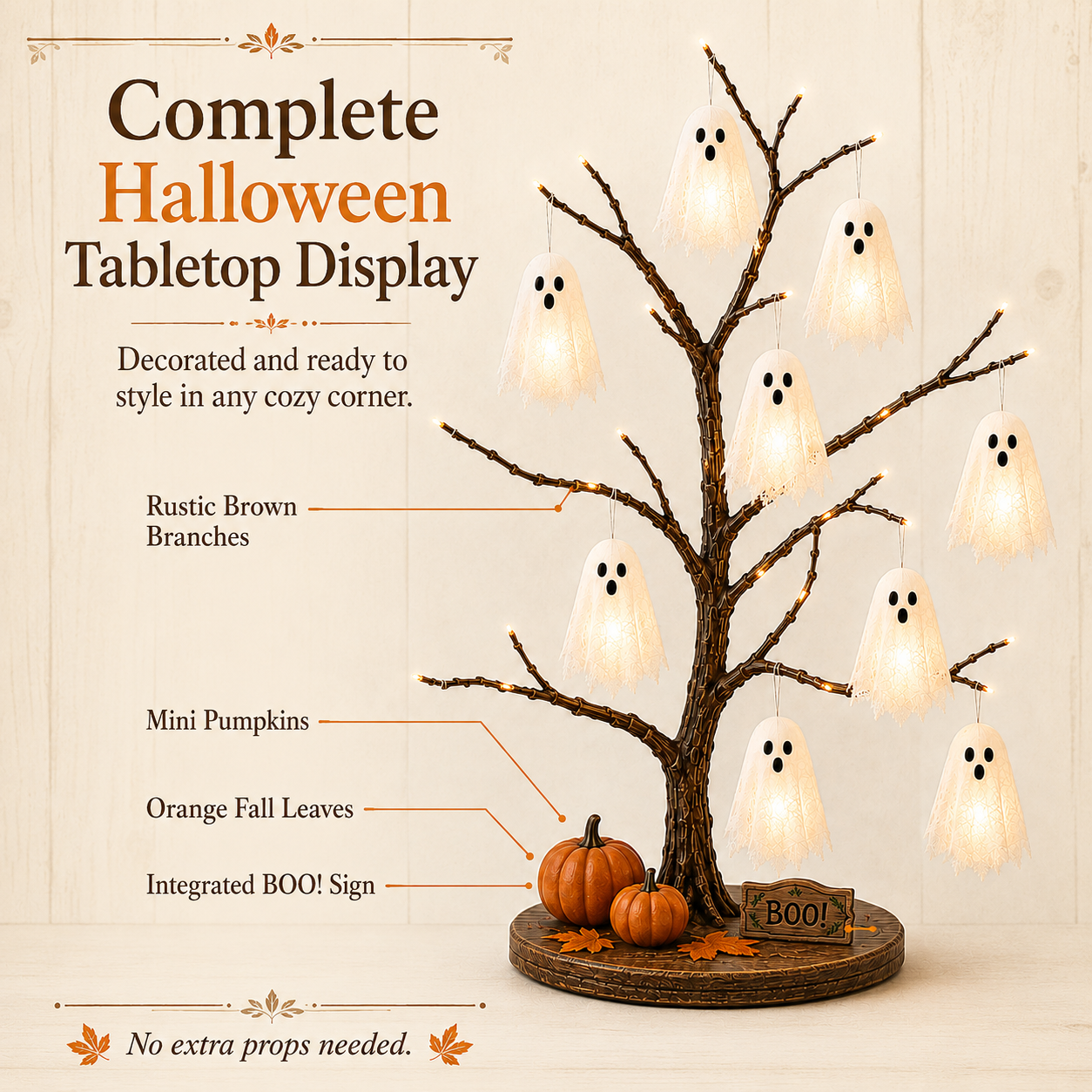Glowing Ghost Tree Halloween Tabletop Decor