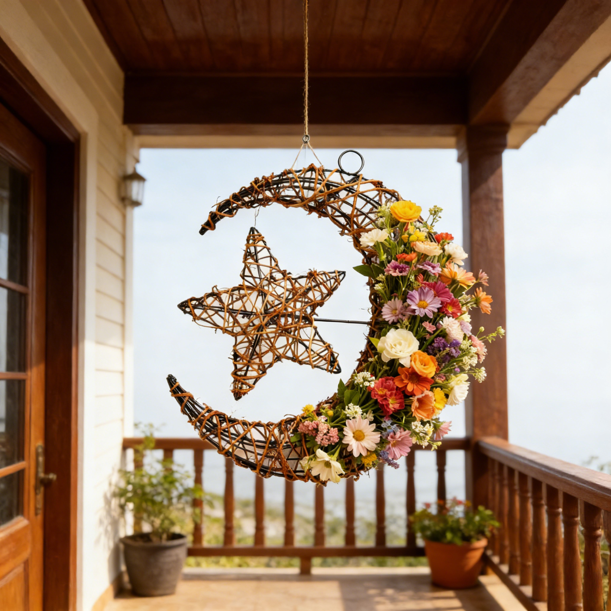 Purely Handmade Rattan Ramadan DIY Crescent Moon Pendant