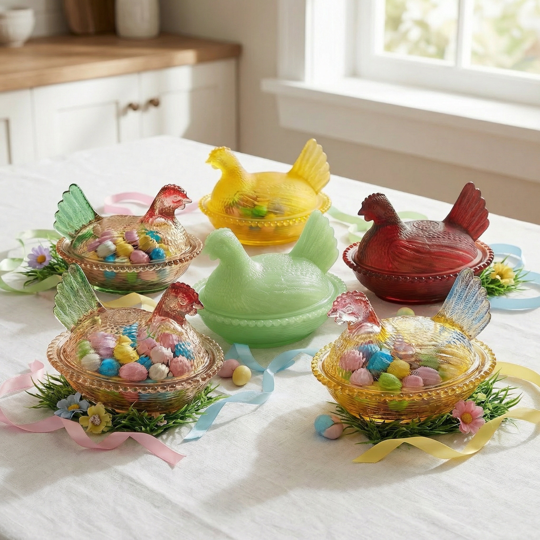 Elegant And Durable Chicken-Shaped Crystal Glass Storage Jar